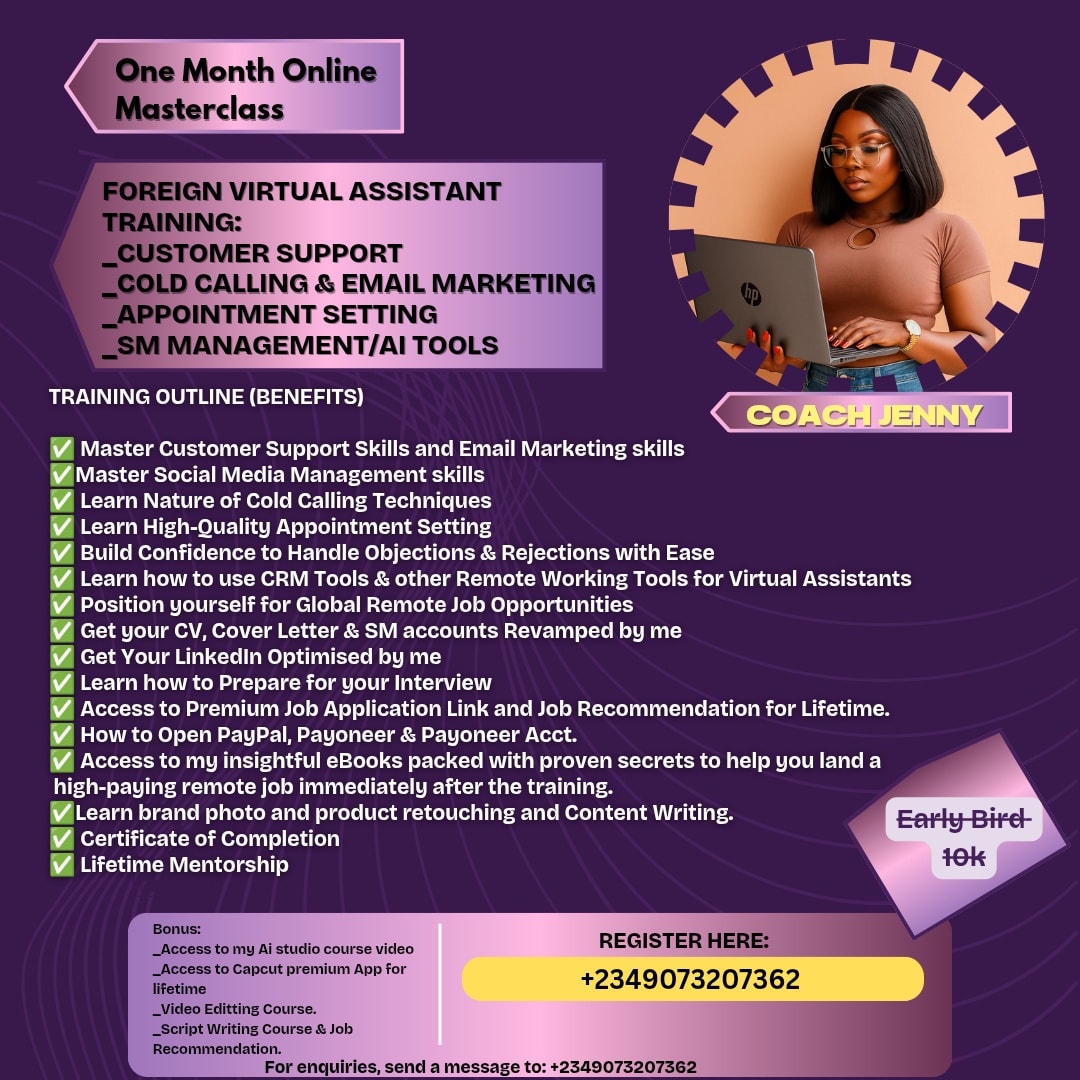 JCA Global Digital Academy Facebook ad: Become a Global Virtual Assistant in 2026!