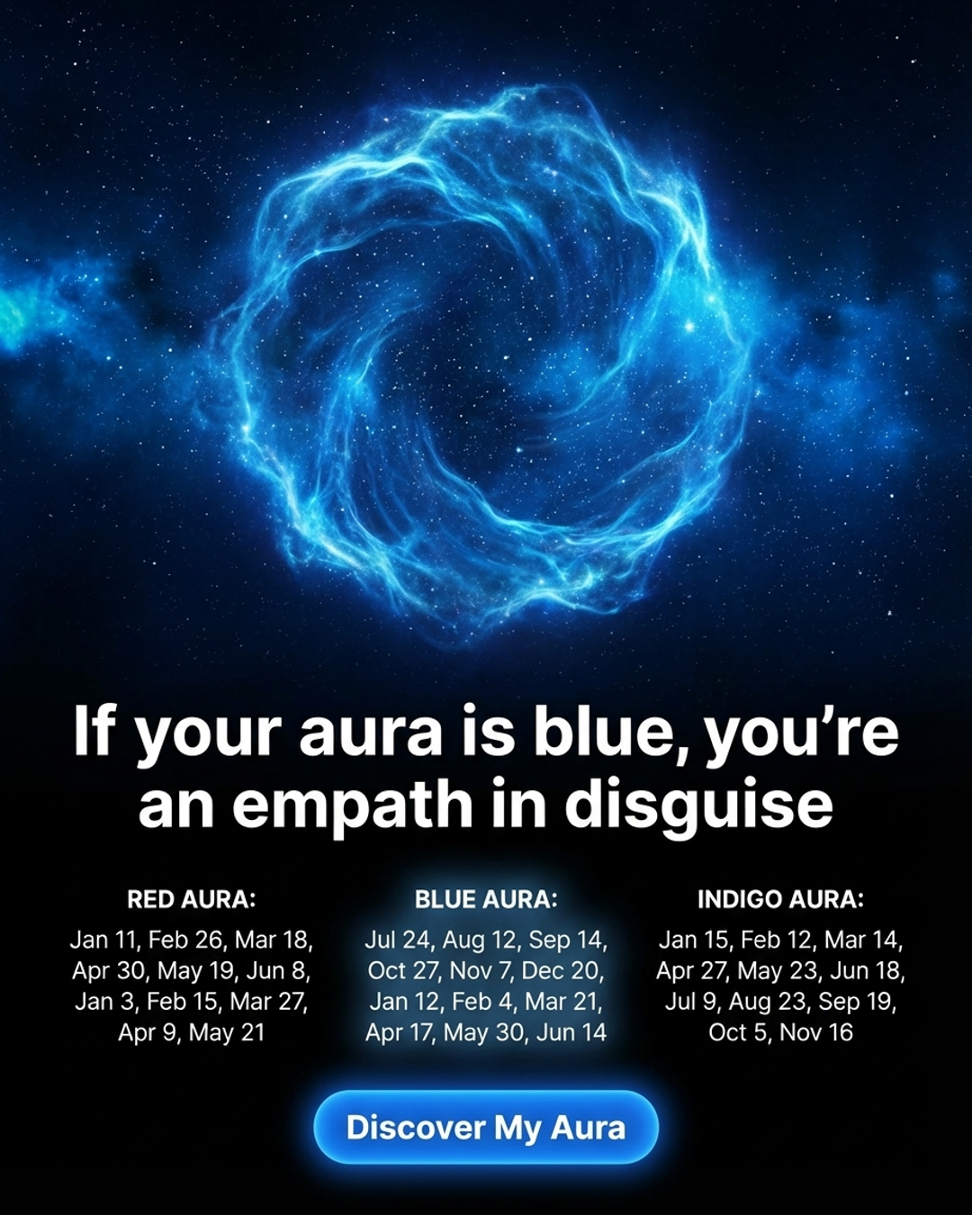 Natal Chart & Aura Reading Facebook ad: Reveal your aura colour