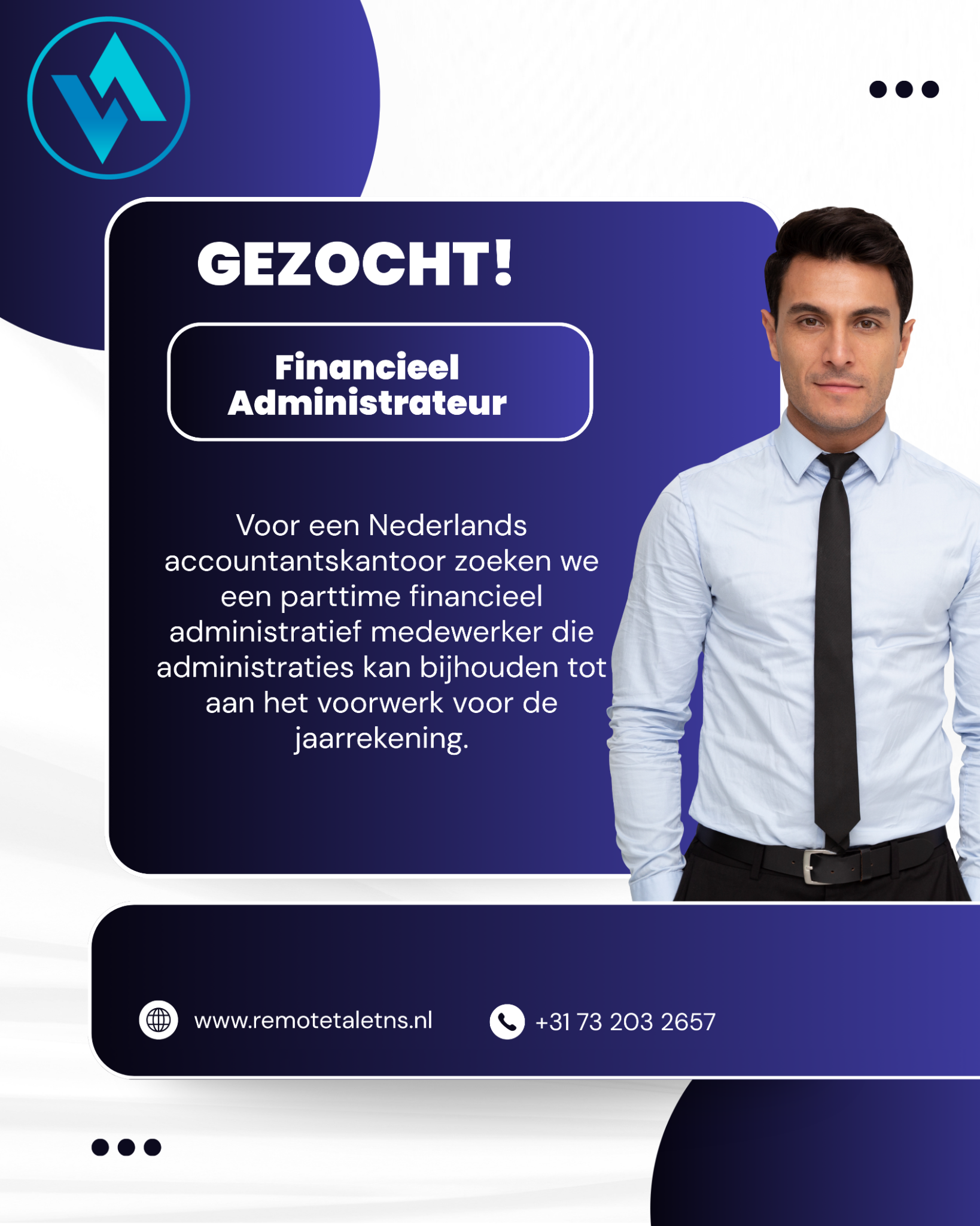 Remote Talents Facebook ad: Financieel Administrateur Gezocht, snelheid…