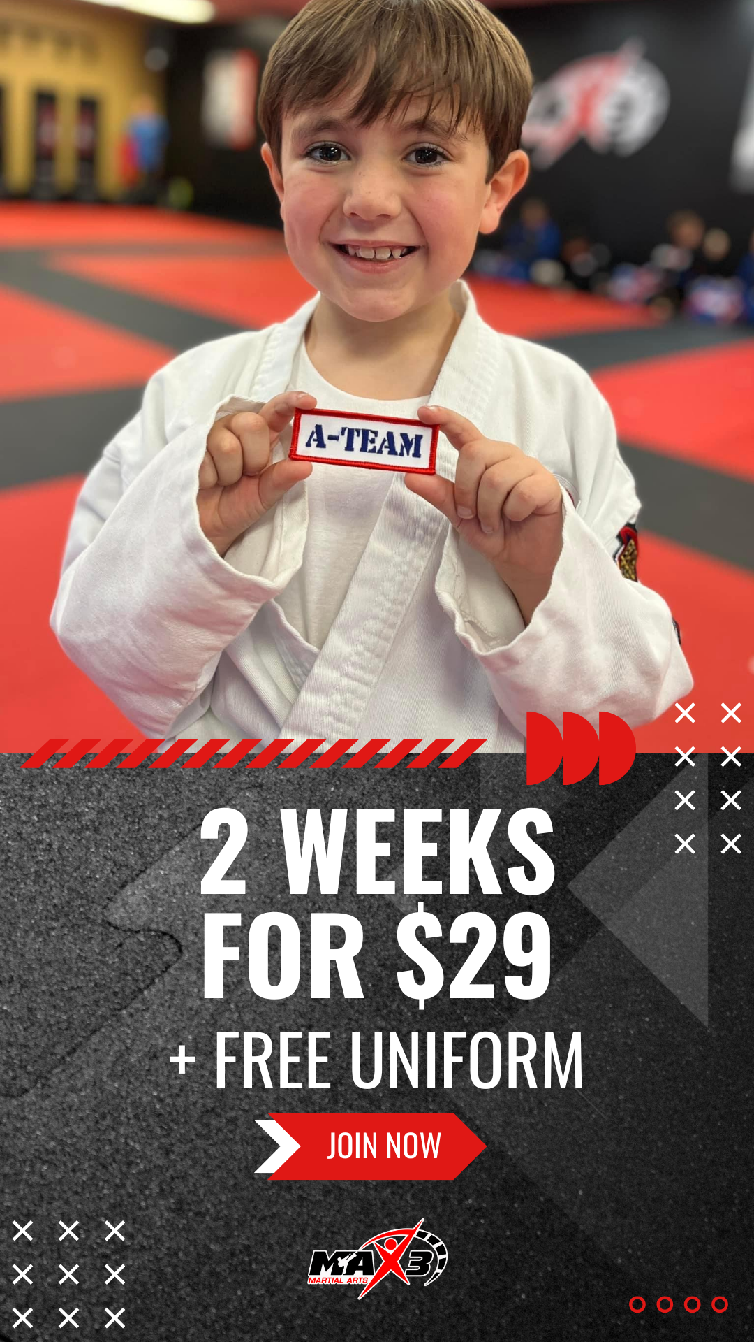 MAX3 Martial Arts - Dawes Facebook ad from Feb 4, 2026