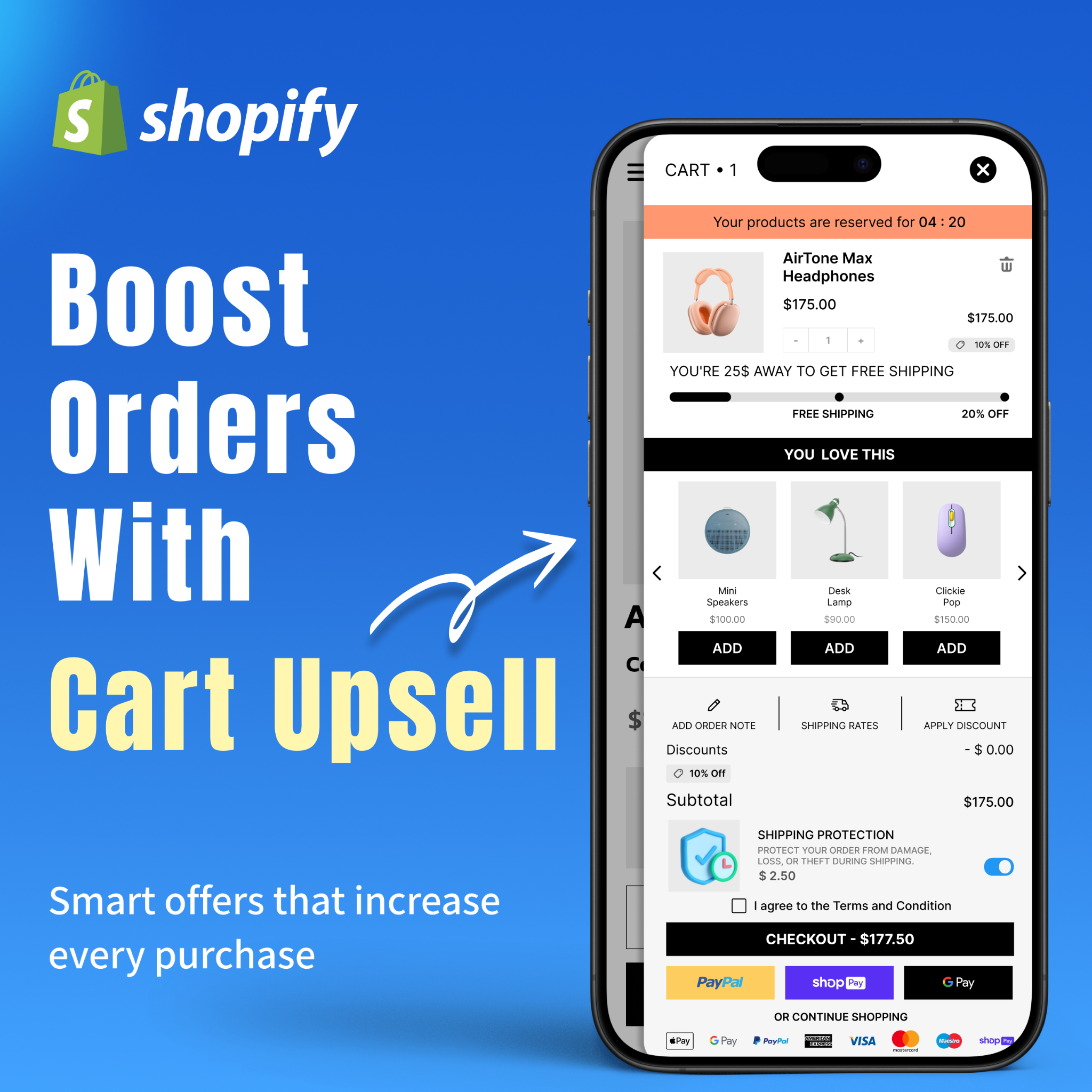 Sale Max - Cart Drawer Upsell Facebook ad: Increase Your Shopify Sales Instantly