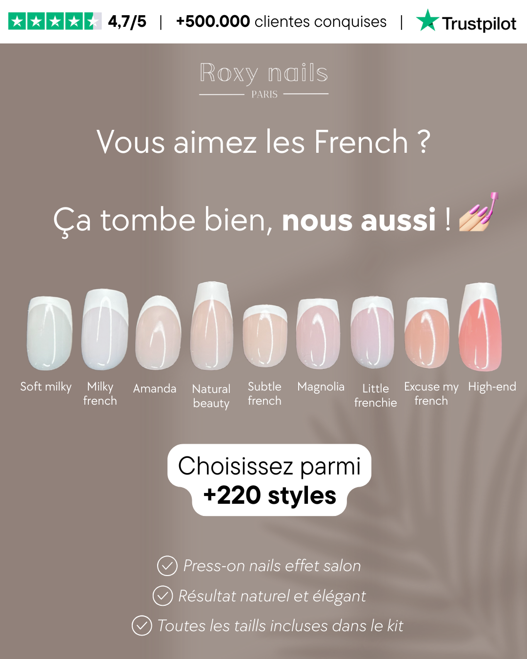Faux Ongles - Roxy Nails Paris Facebook ad: J'ai toujours des beaux ongles avec Roxy Nails Paris