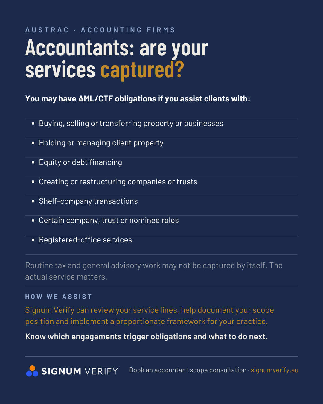 Signum Verify Facebook ad: Accountants: Are Your Services Captured?