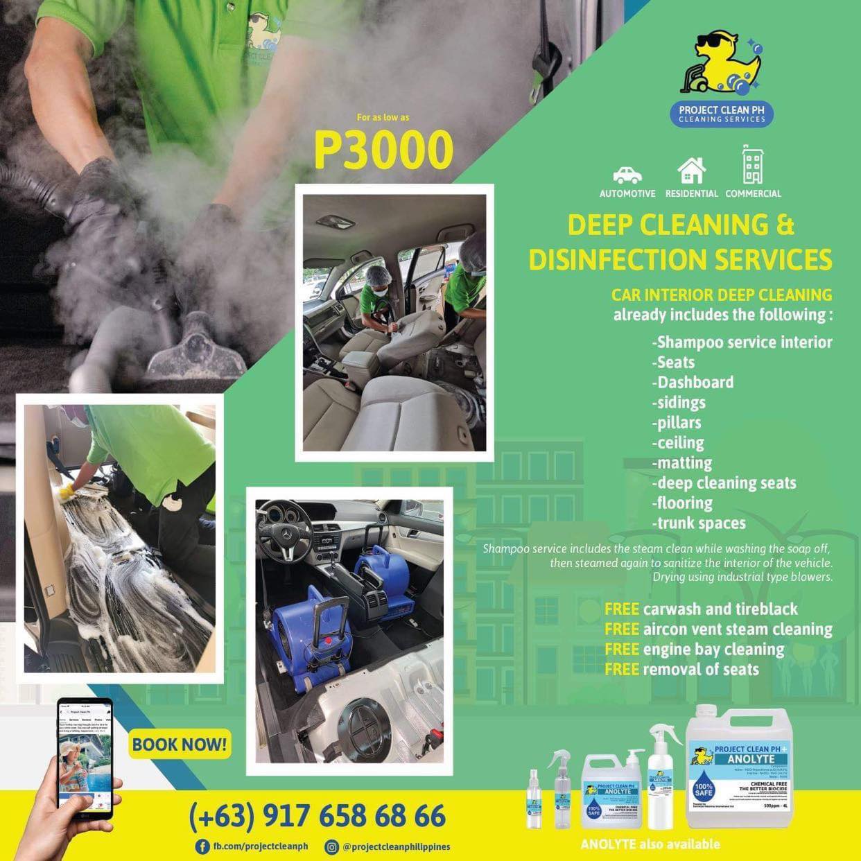 Project Clean PH Facebook ad: Book your car interior deep cleaning today!