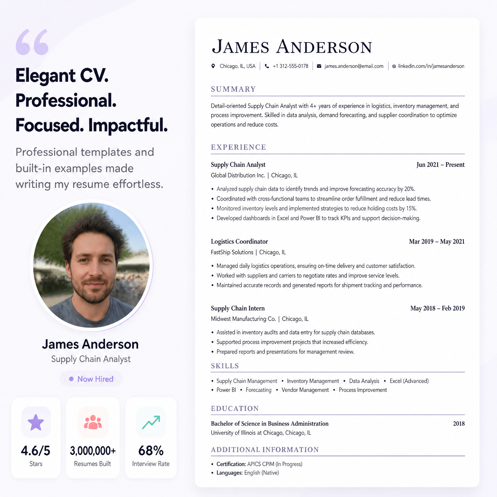 Elegant CV Facebook ad