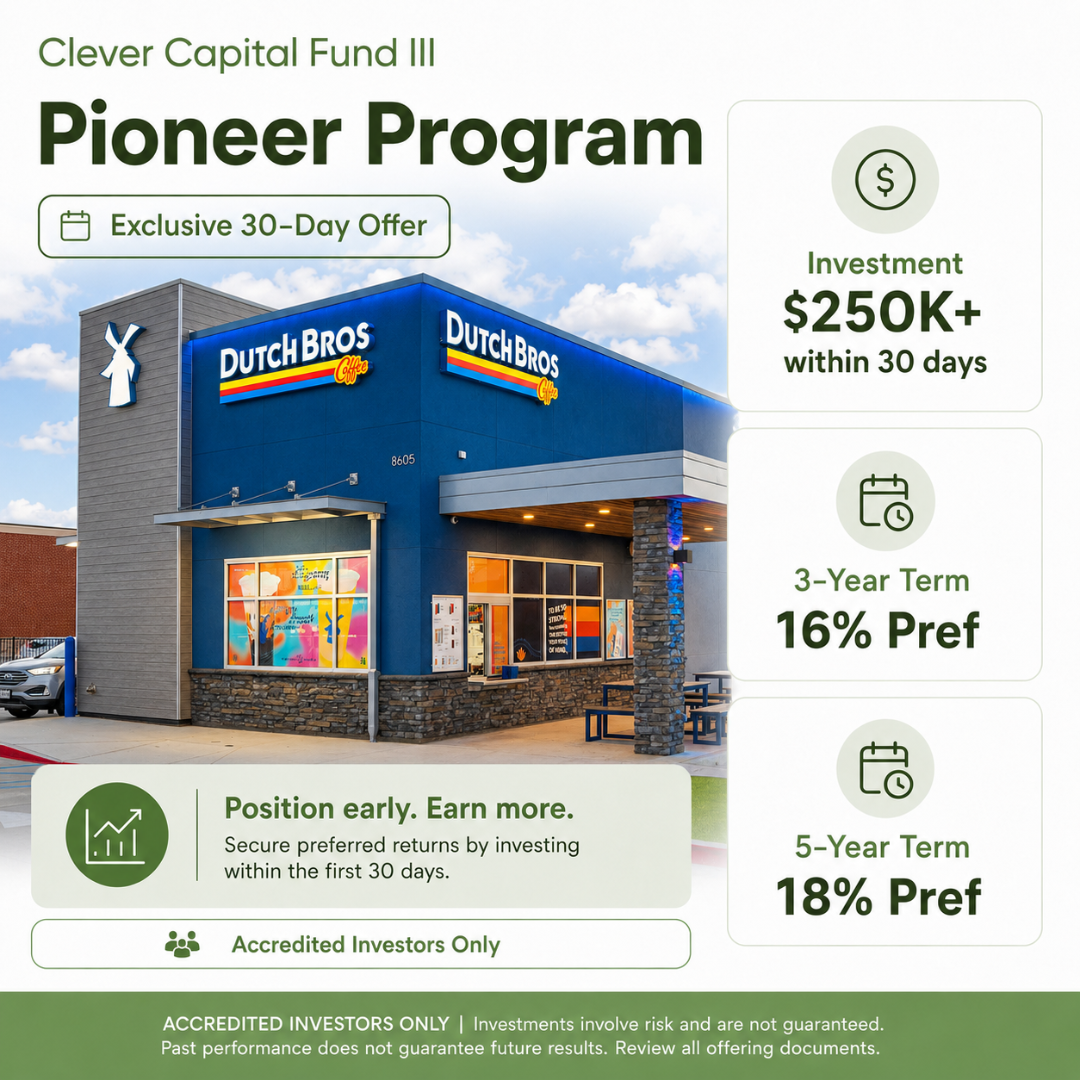 Clever Capital Facebook ad: Accredited Investor: Target up to 18% Preferred Returns