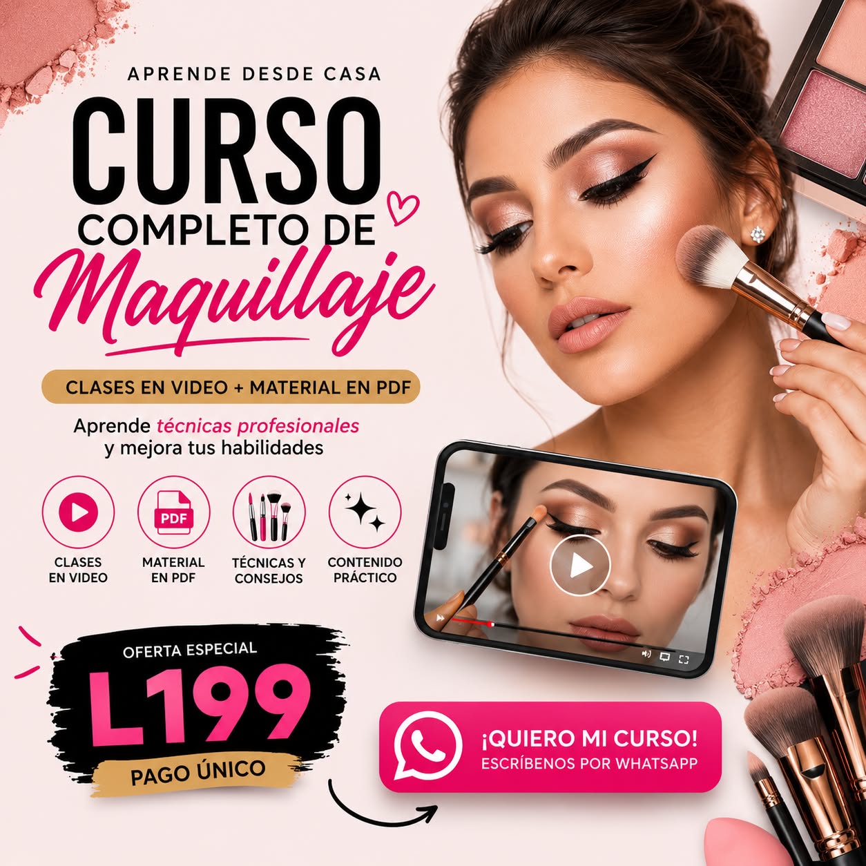 Academia de Belleza Online Facebook ad: Chatea con nosotros