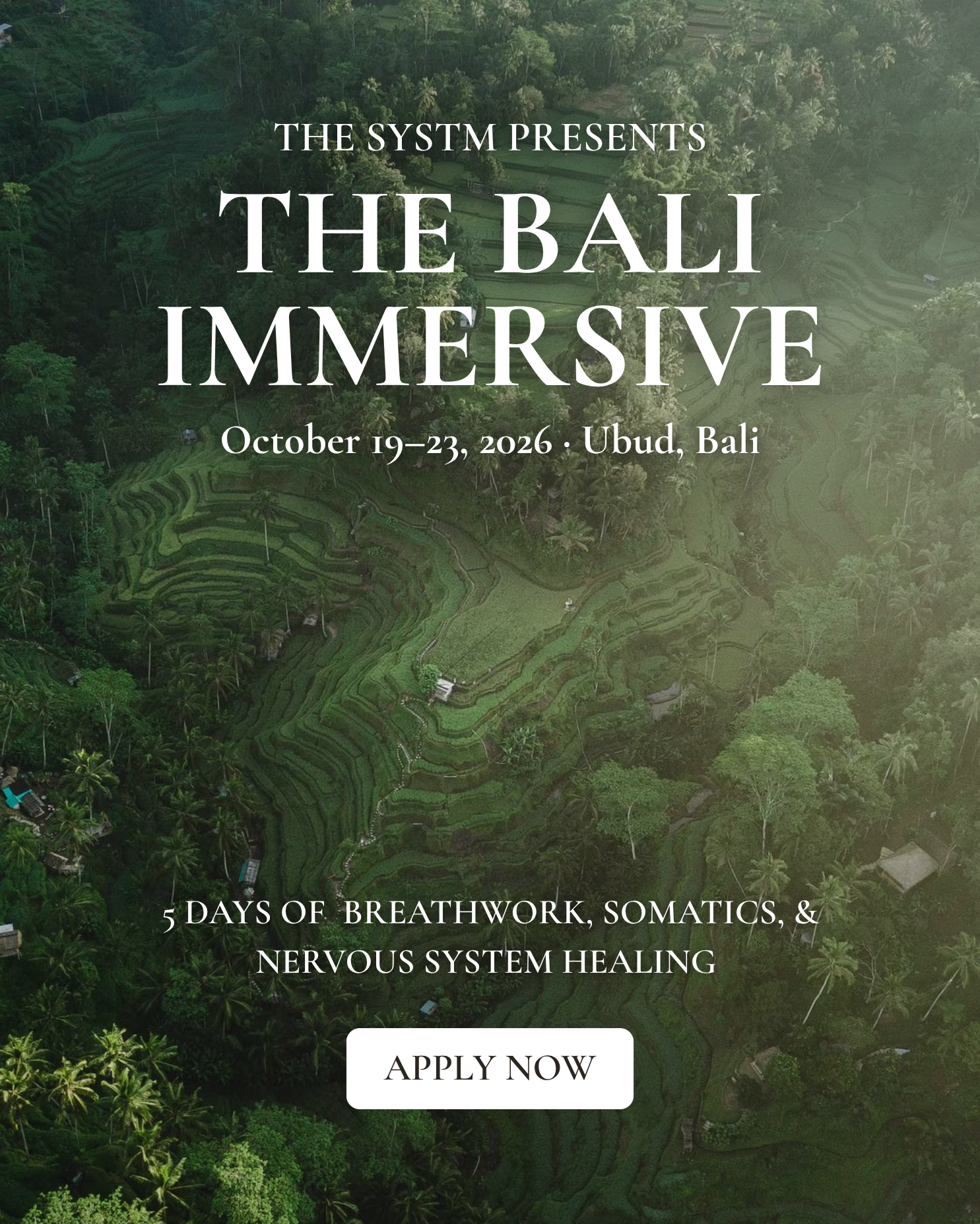 The SYSTM Facebook ad: Five Days in Bali. Oct 19-23.
