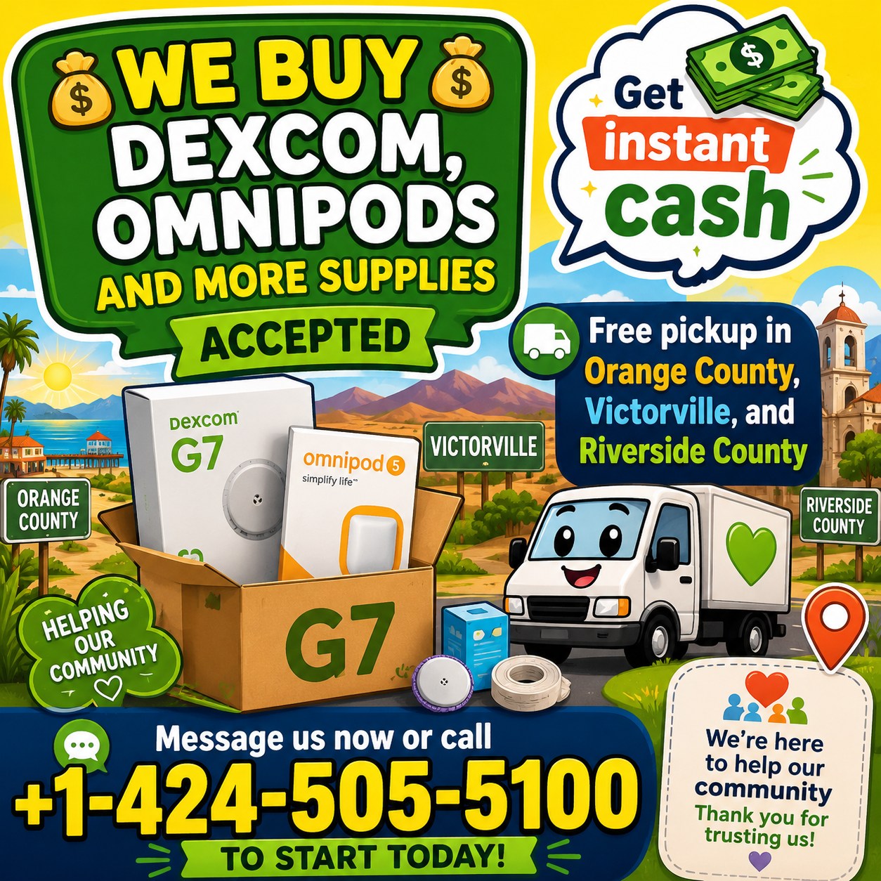 CAC Test Strip Buyer - California Facebook ad: Have extra Dexcom, Omnipods, or other diabetic supplies?