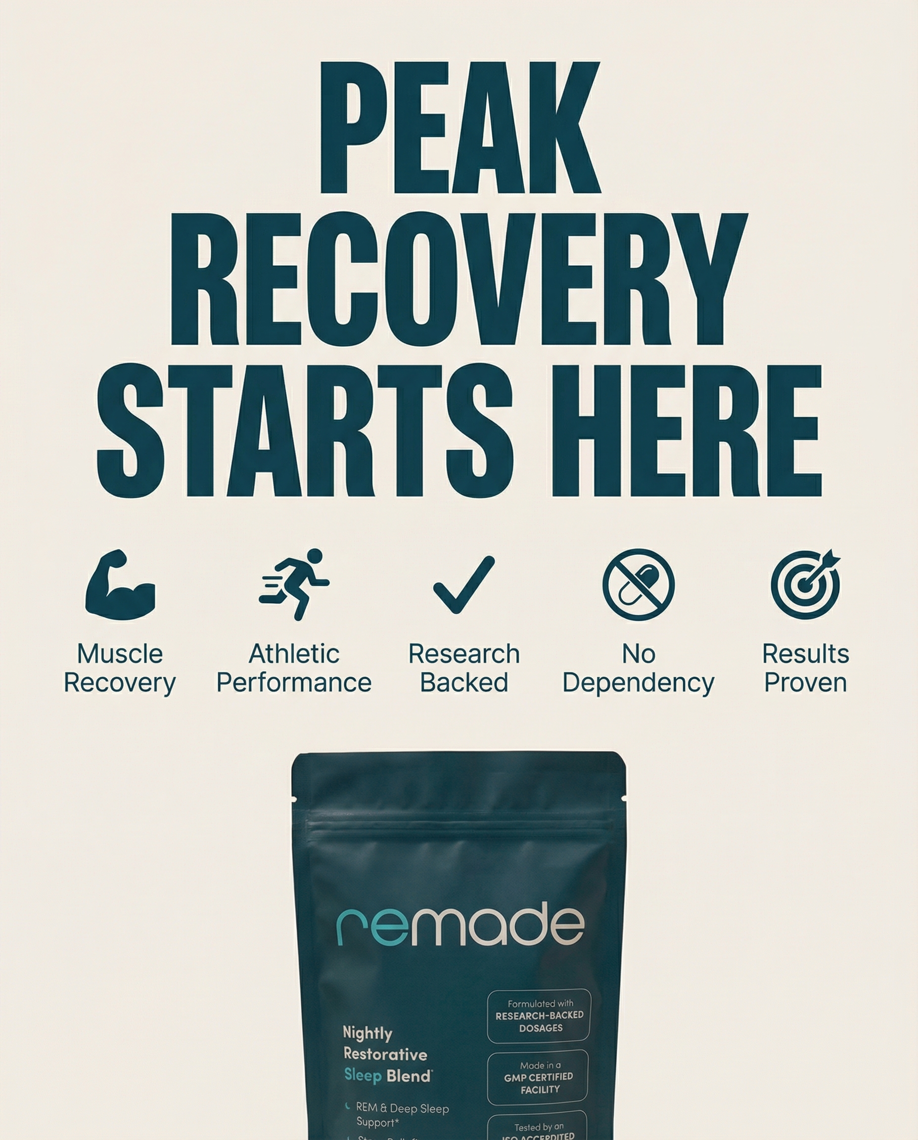 Remade Restorative Sleep Supplement Facebook ad