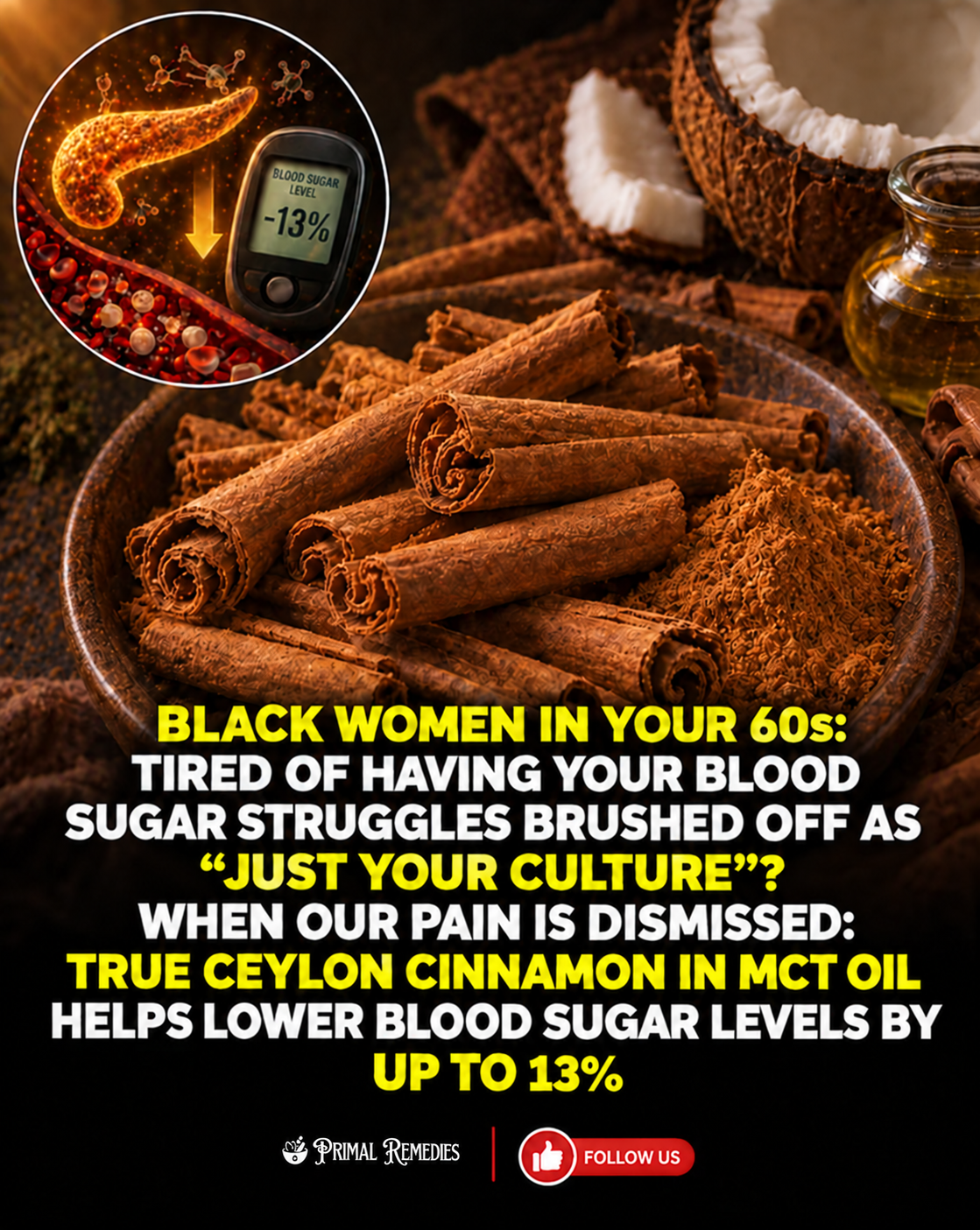 Primal Remedies US Facebook ad: Ceylon Cinnamon 7200mg Equivalent with MCT Oil