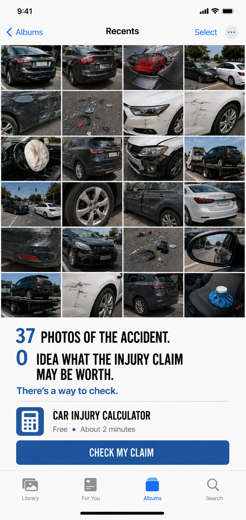 Car Injury Calculator Facebook ad