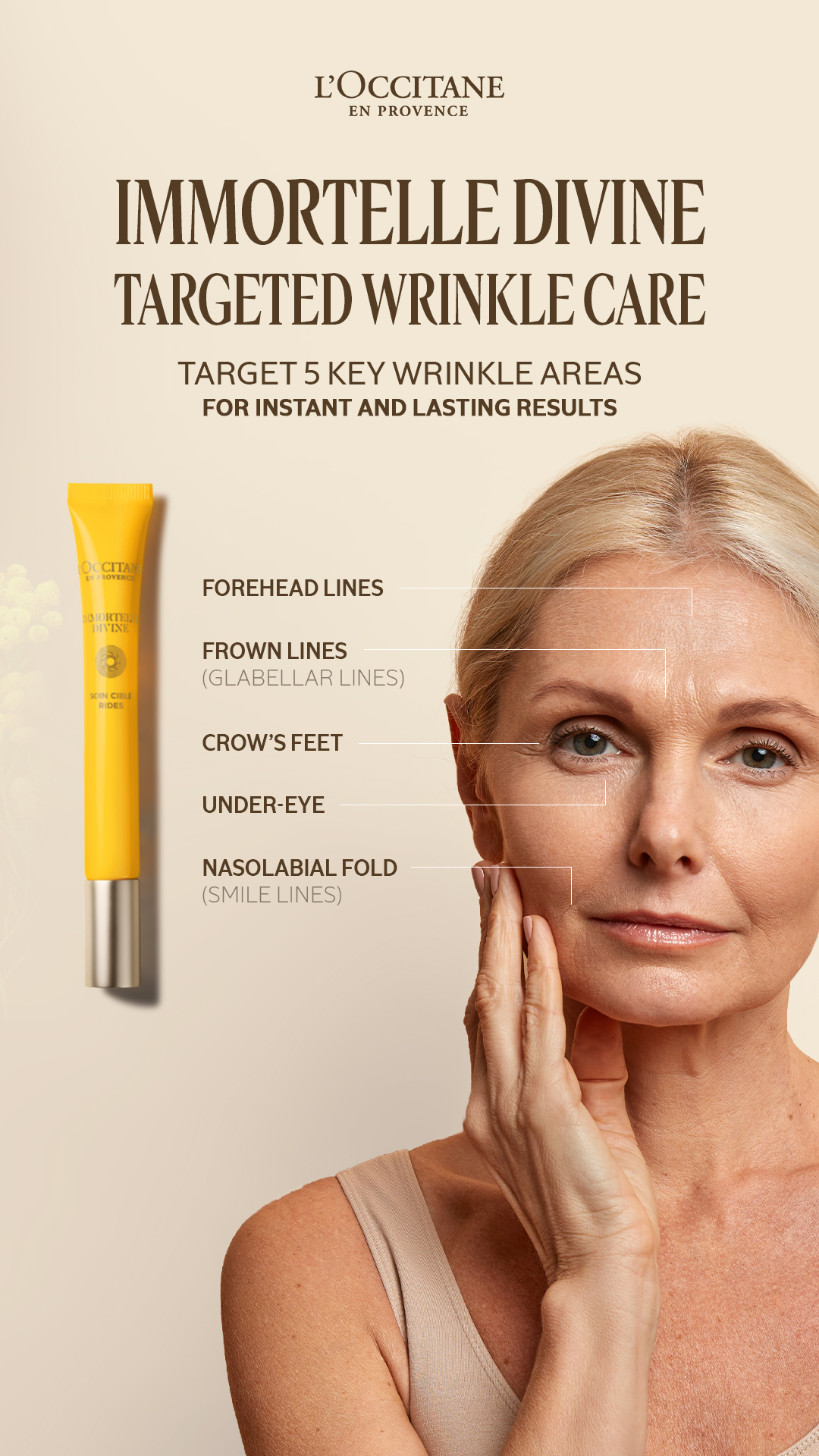 L'OCCITANE en Provence Facebook ad: Targeted Wrinkle Care