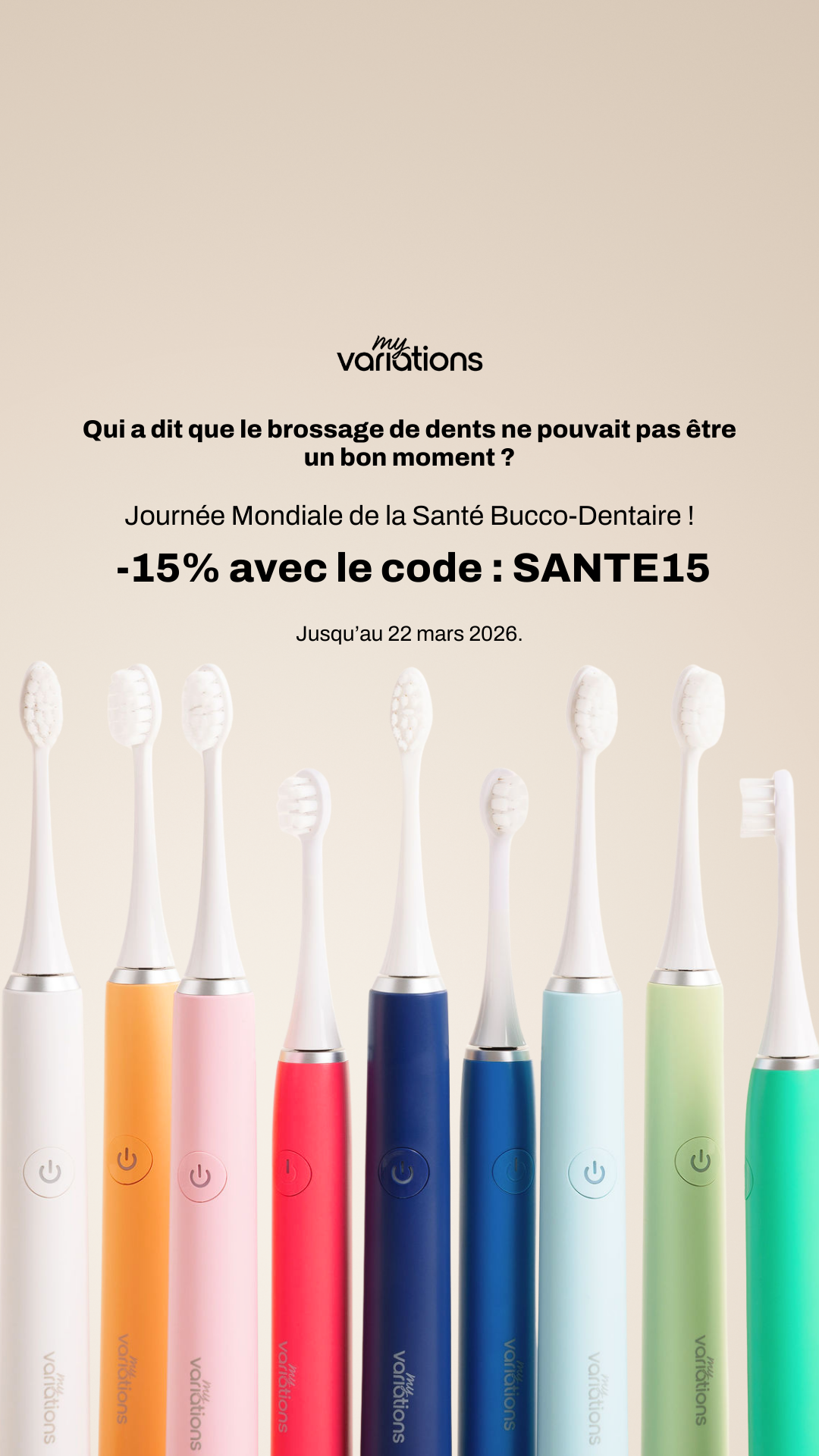 My Variations Facebook ad: -15% pendant 2 jours