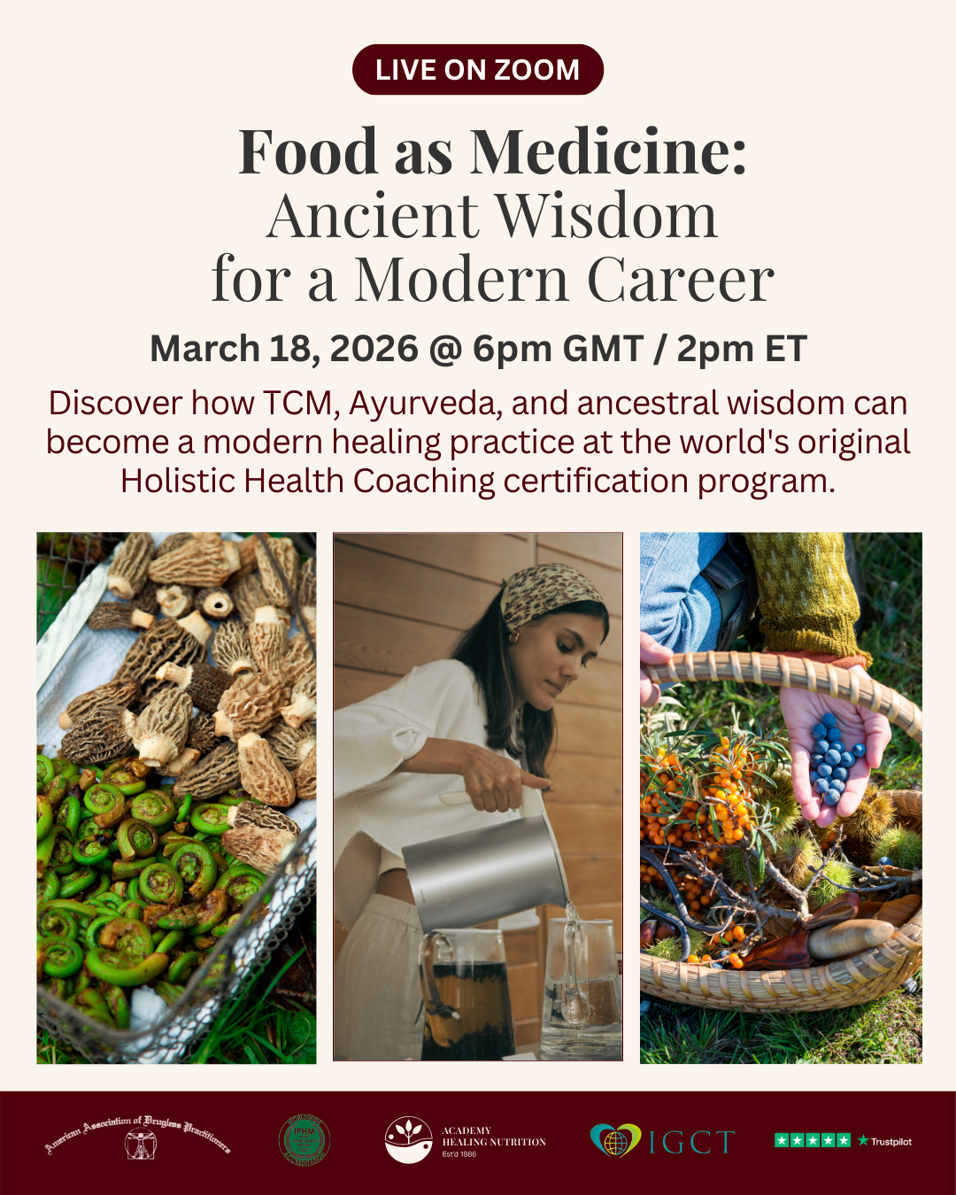 Academy of Healing Nutrition Facebook ad: Food As Medicine: Ancient Wisdom & Healing Career