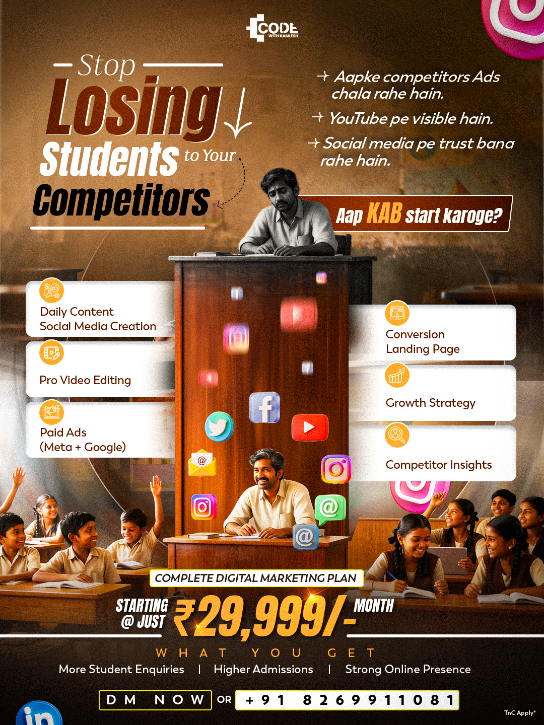Code with Kamlesh Facebook ad: Complete Marketing Plan @ ₹29,999