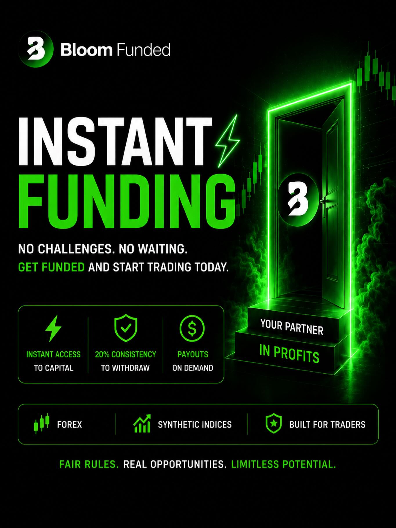 BloomFunded Facebook ad: Instant Funding is almost here.