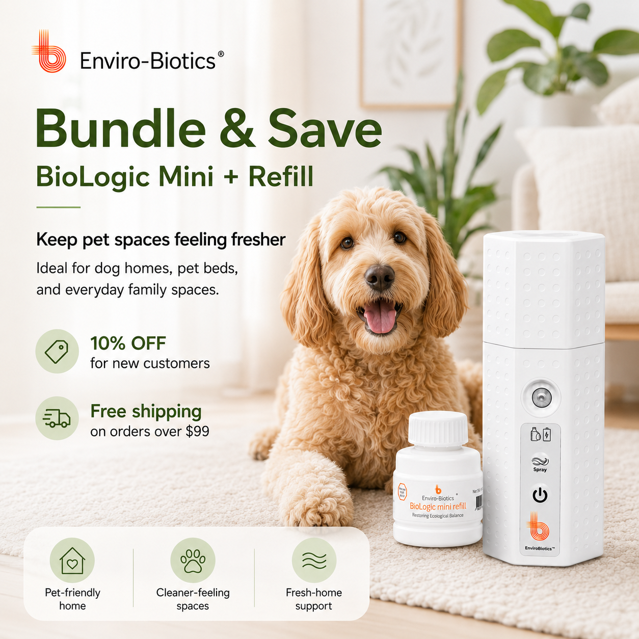 Healthy Air Home Facebook ad: A Fresher Home for Dog Lovers