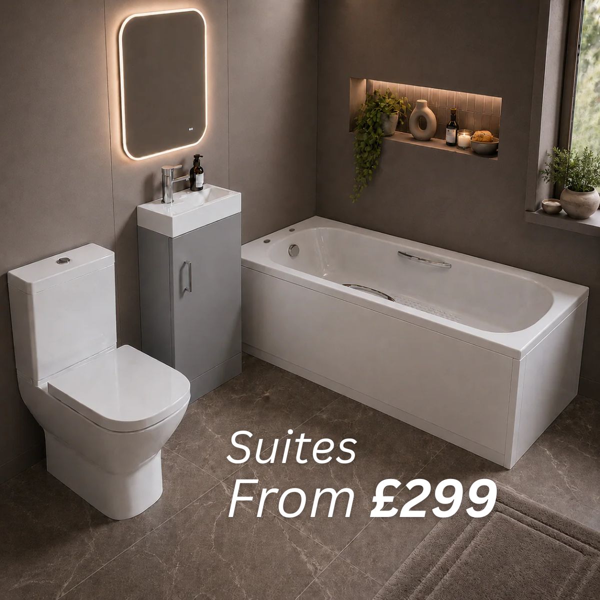 Bathroom Republic UK Facebook ad: Bathroom Suites From £299