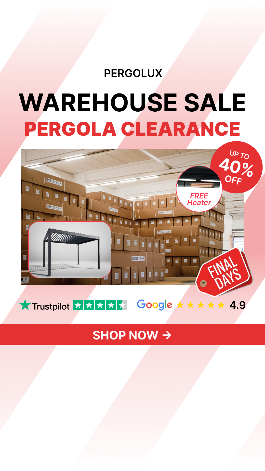pergolux.au Facebook ad: Final Days: Save Up to 40%