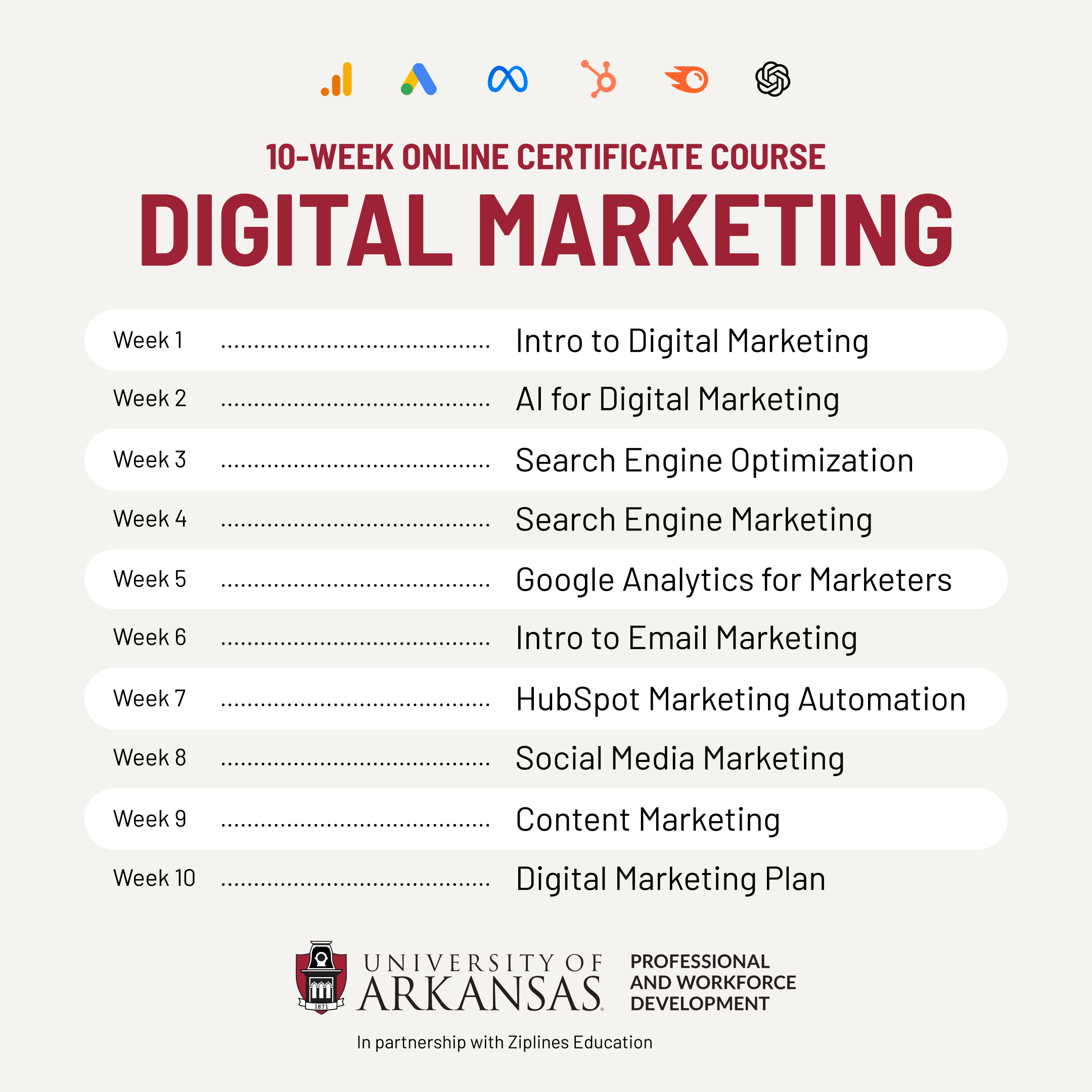 U of A Professional and Workforce Development Facebook ad from May 19, 2026