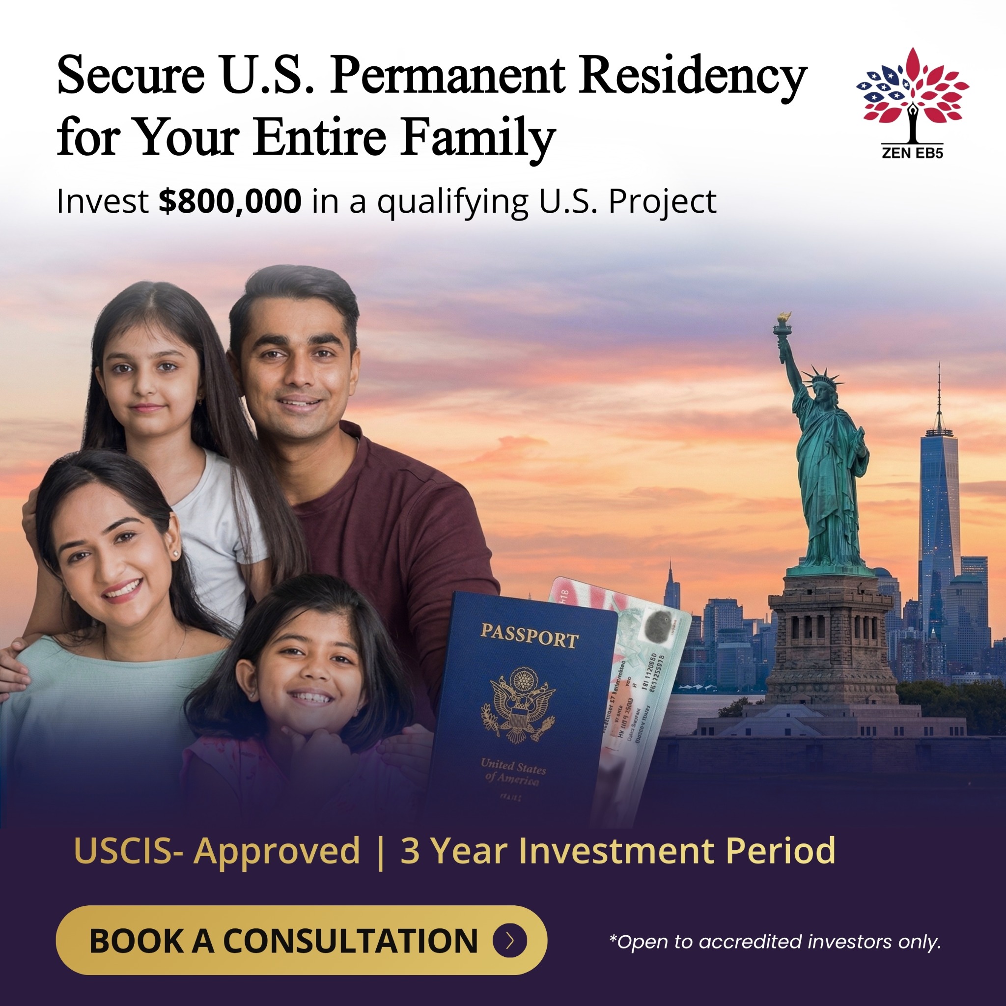 ZEN EB5 Facebook ad: Get Your U.S. Green Card Through EB-5