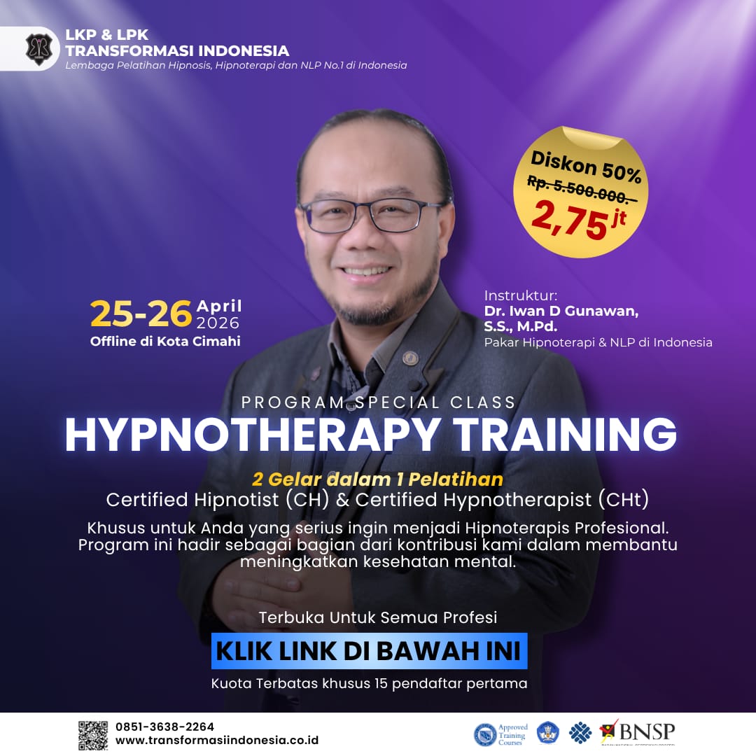 Transformasi Indonesia Facebook ad: Saatnya Kamu Jadi Praktisi Hipnoterapi Profesional