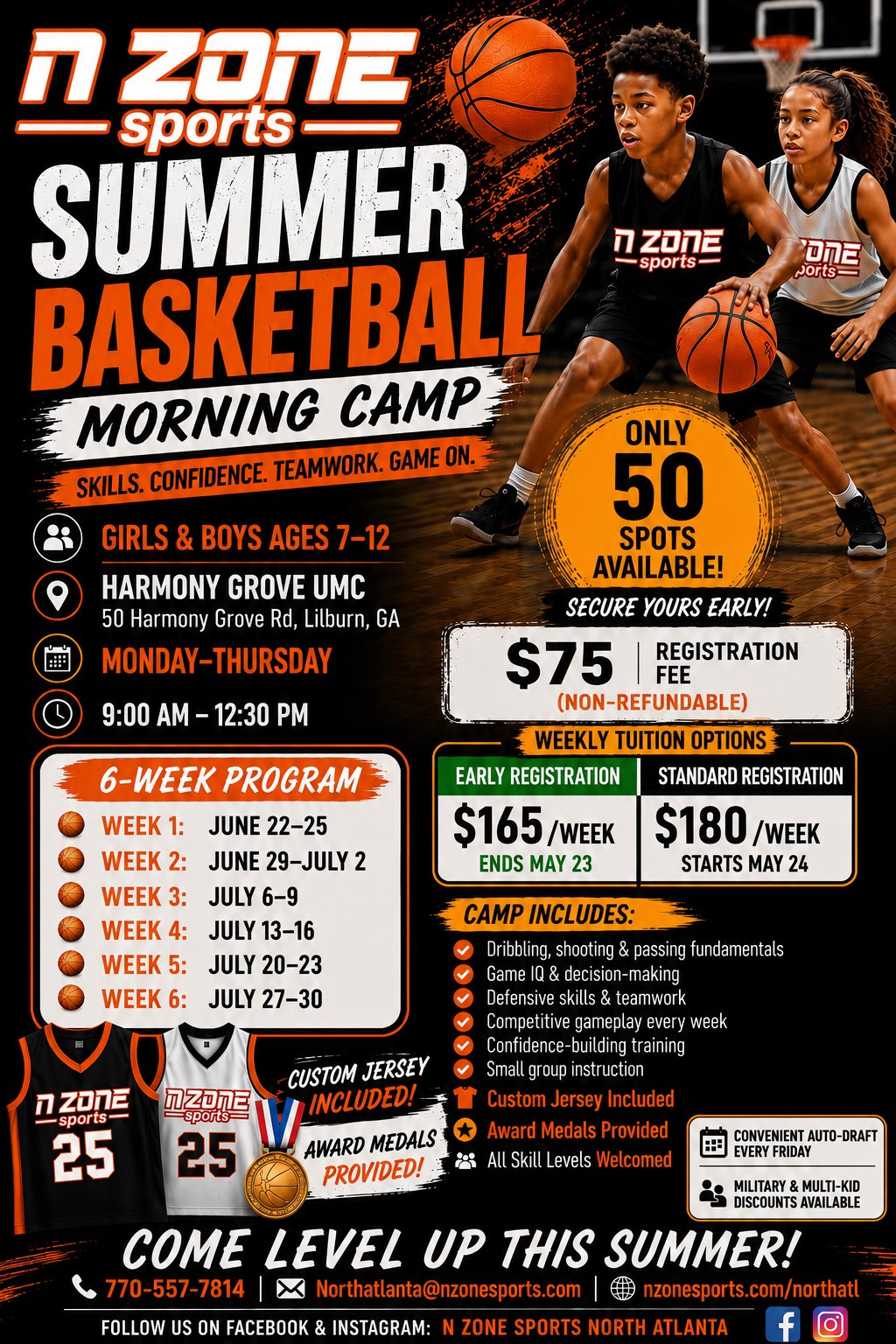 N Zone Sports North Atlanta Facebook ad: Register for the Top-Ranked Indoor Summer Basketball Camp…