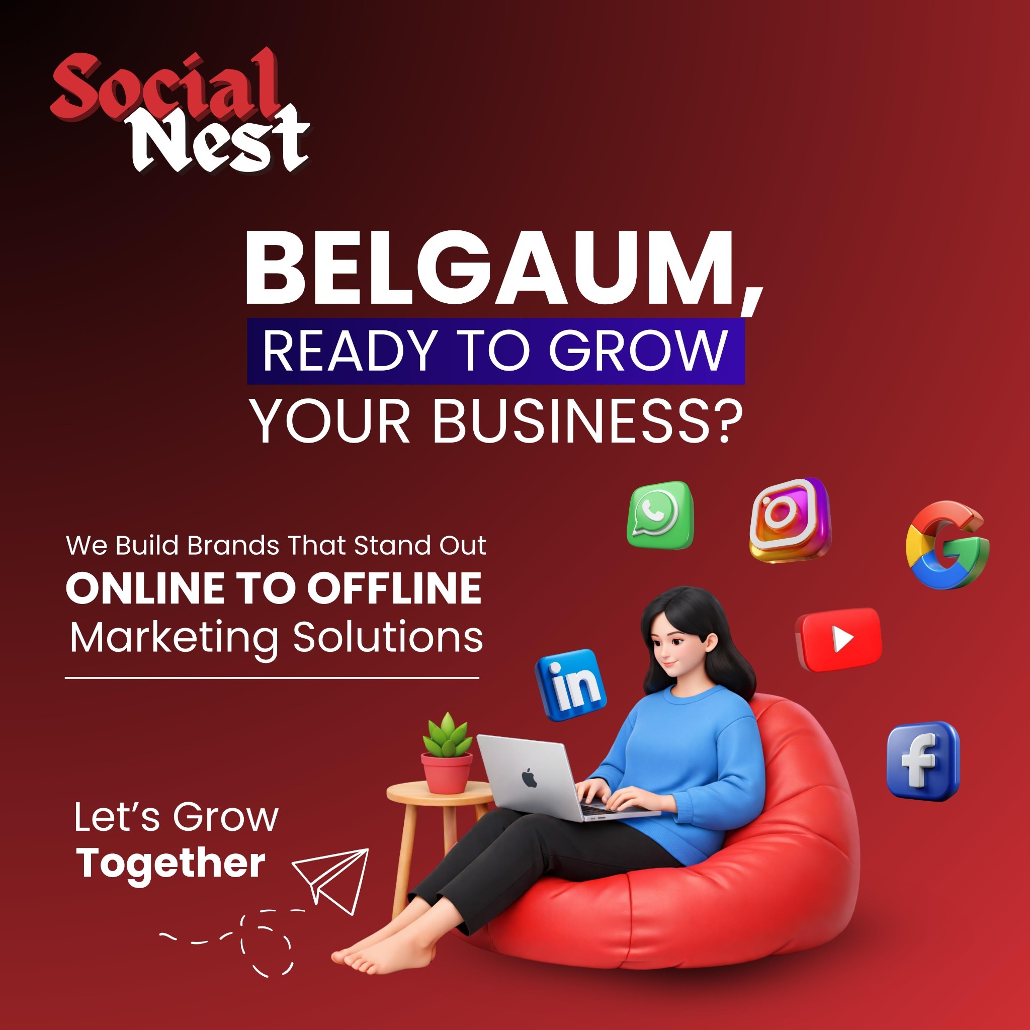 Social Nest Facebook ad: Belgaum, Let’s Grow Your Brand