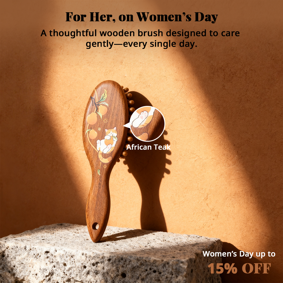 Tan Mujiang Facebook ad: Natural Wooden Comb, 15% OFF