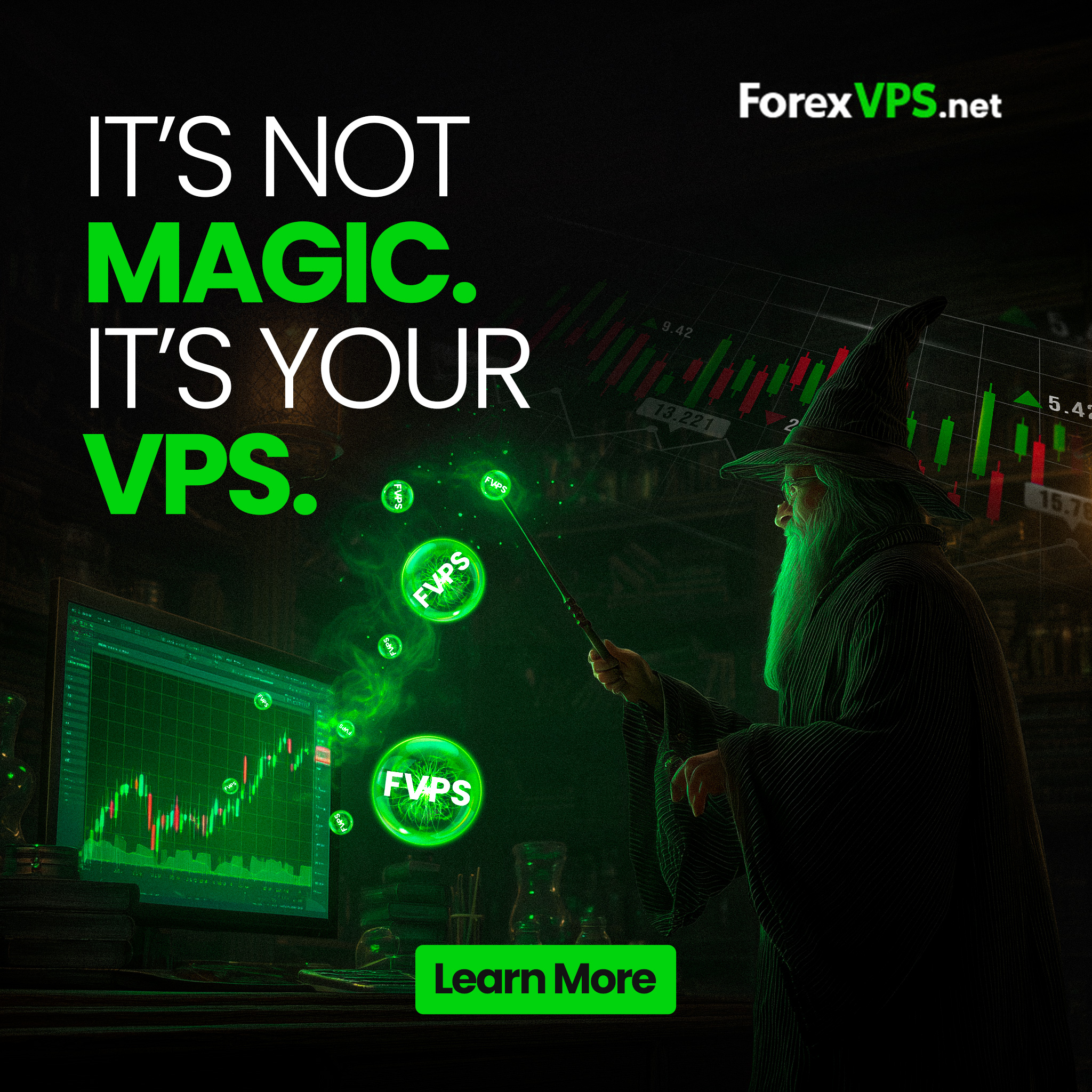 ForexVPS.net Facebook ad: 100% Uptime Guaranteed Servers