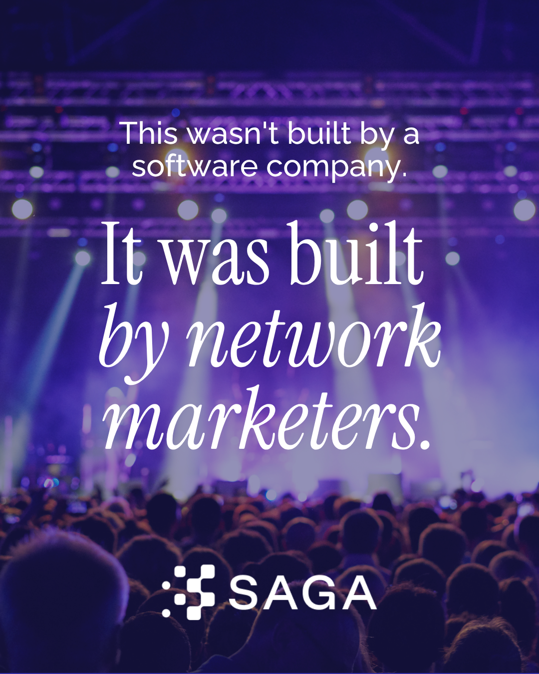 Saga - Network Marketing CRM Facebook ad: Your pipeline, follow-ups, scripts, and team activity all…