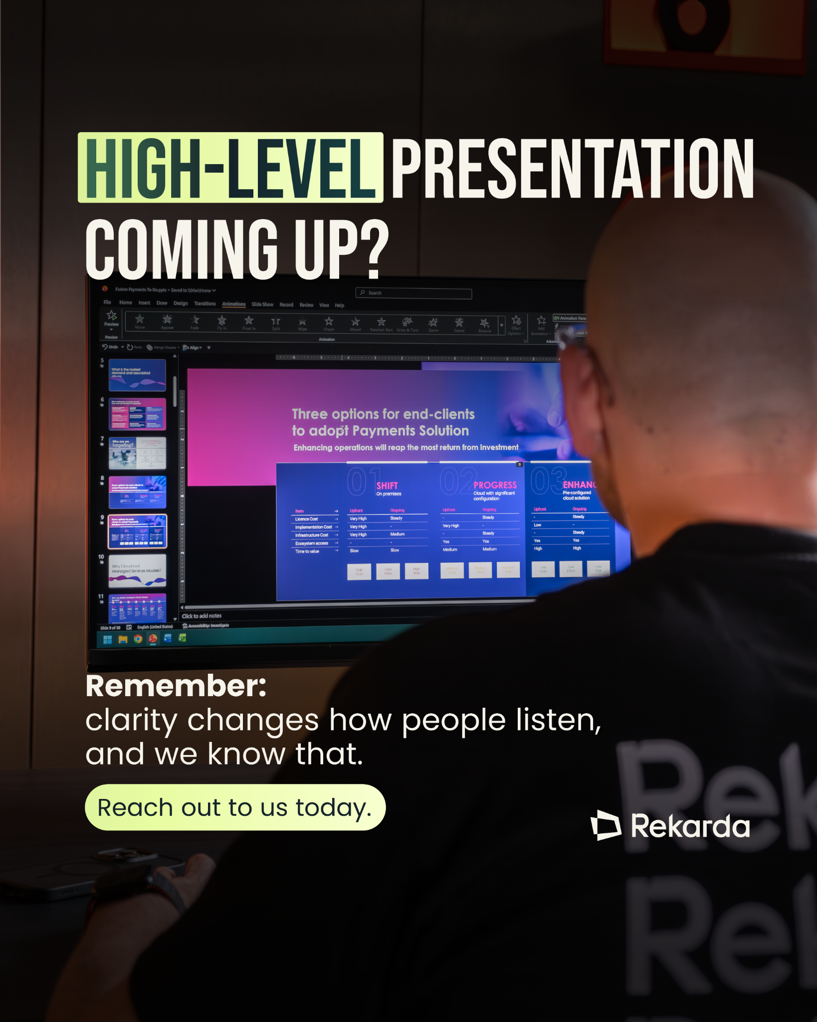 Rekarda Facebook ad: High-level presentation coming up?