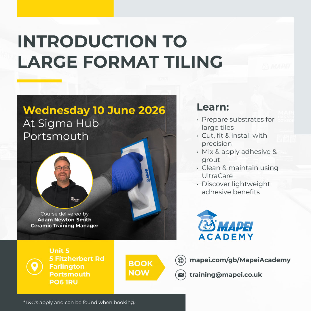 Mapei UK Ltd Facebook ad: Join Mapei Academy for a FREE Introduction to…