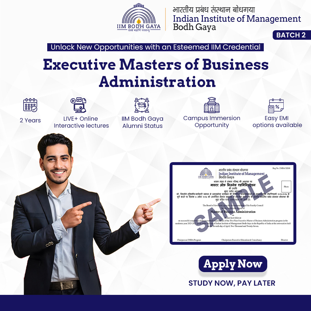 IIM Bodh Gaya Online Facebook ad: Step Into Leadership with an IIM Executive MBA