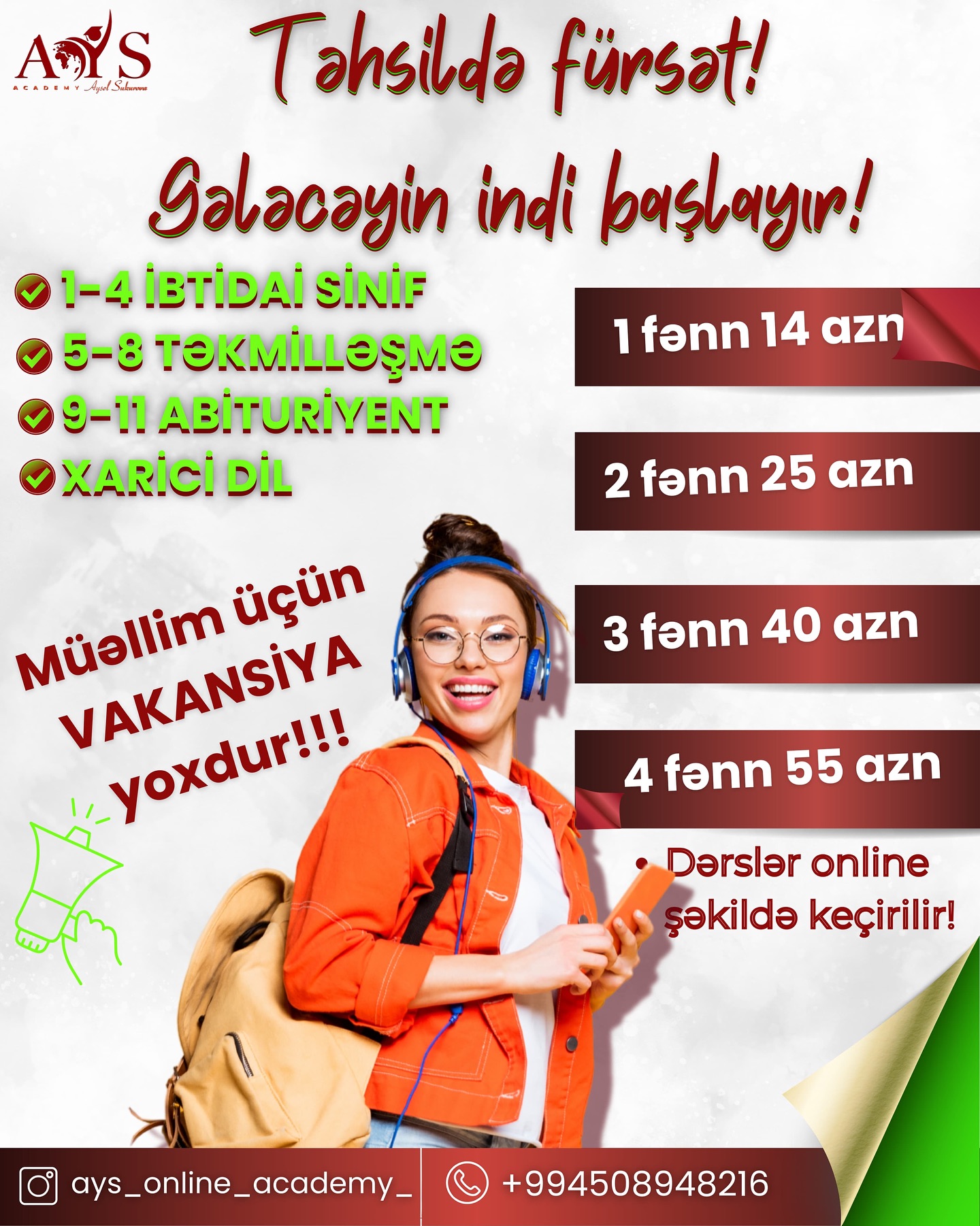 AYS Academy Facebook ad: YAYIN ƏN MÖHTƏŞƏM ENDİRİMİ BAŞLADI!