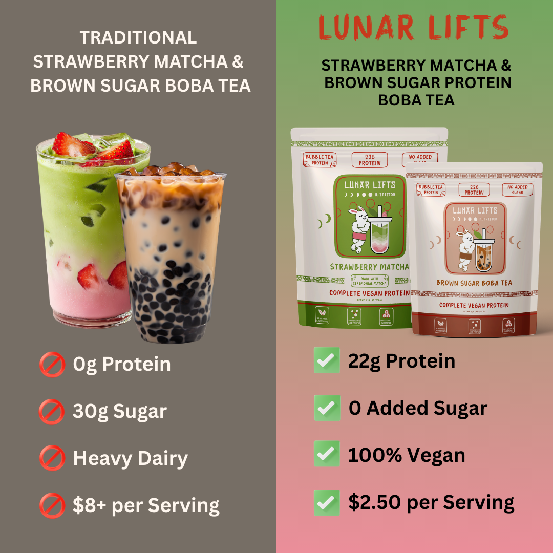 Lunar Lifts Nutrition Facebook ad: Finally, a Guilt-Free Vegan Boba Tea Protein