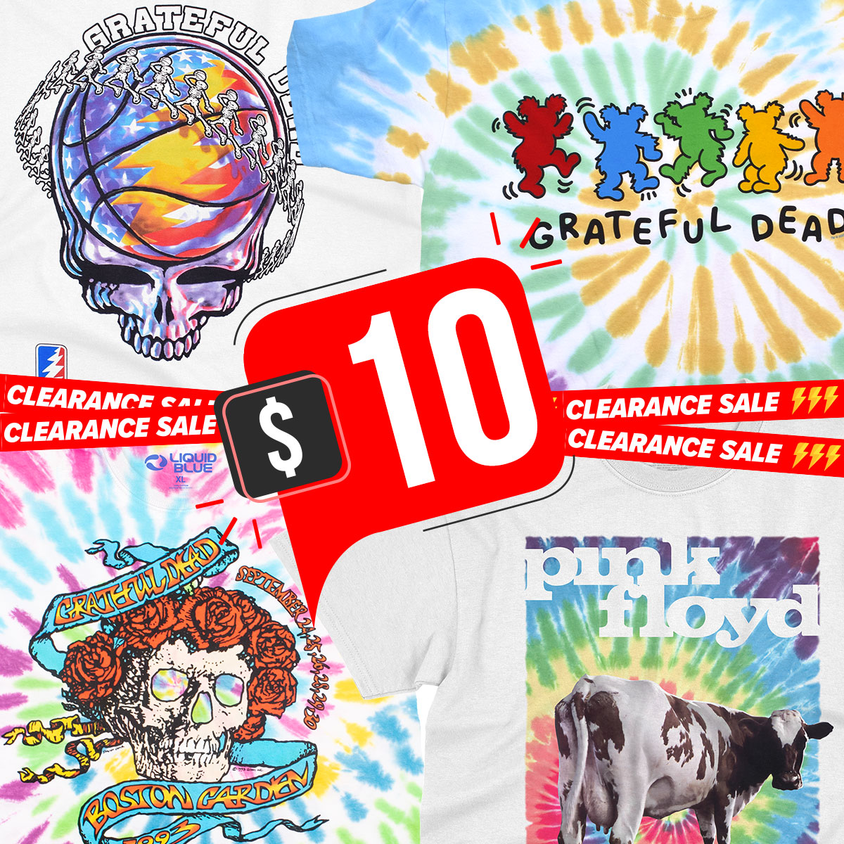 liquidblue.com Facebook ad: Iconic rock tees starting at just $10.