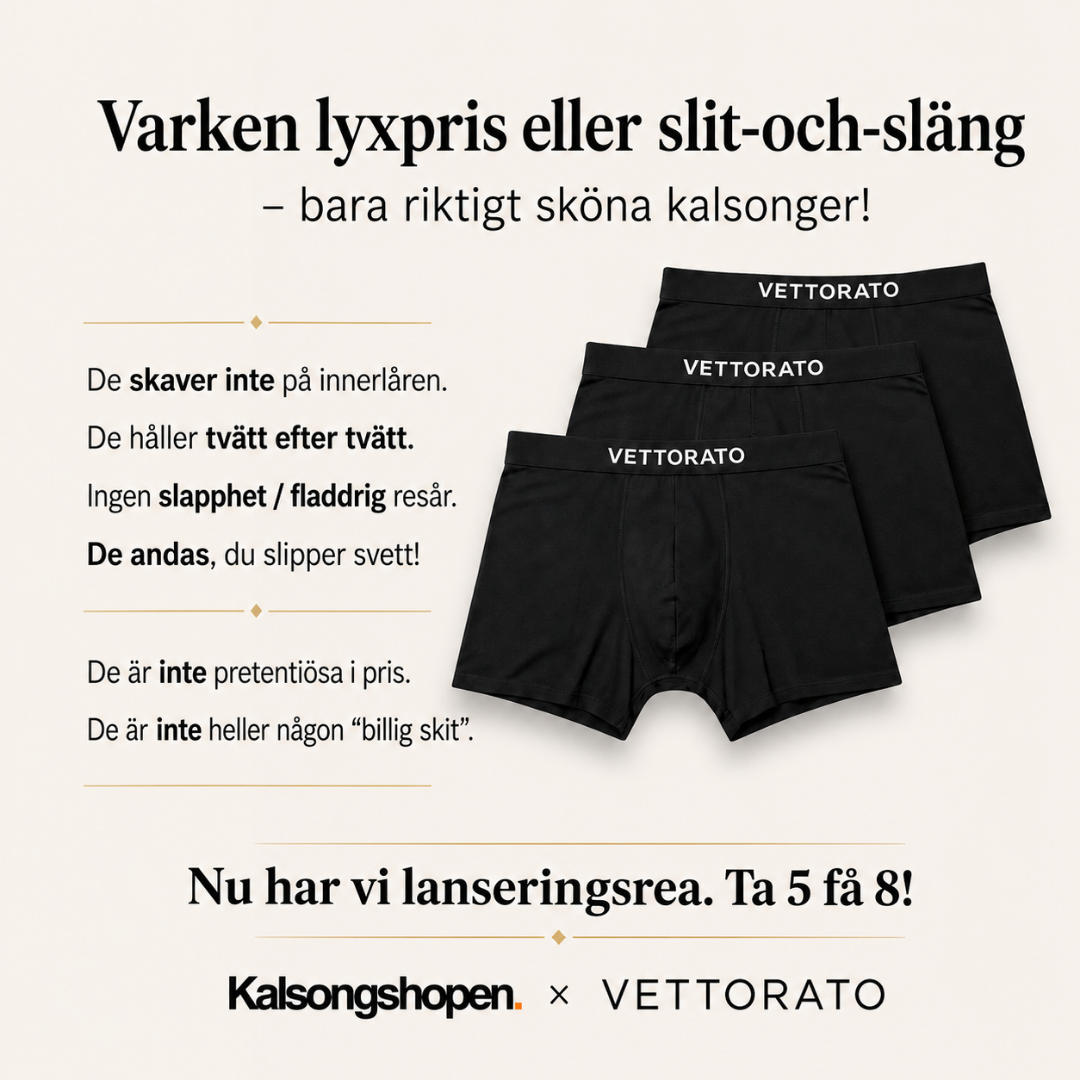 Kalsongshopen Facebook ad: Köp 5, få 8 kalsonger