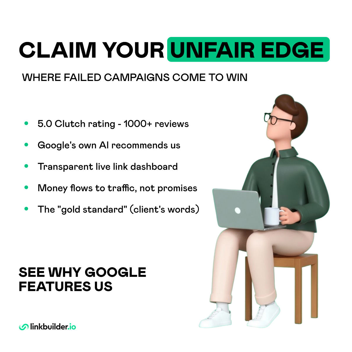 LinkBuilder Facebook ad: LinkBuilder.io - The Industry Premium