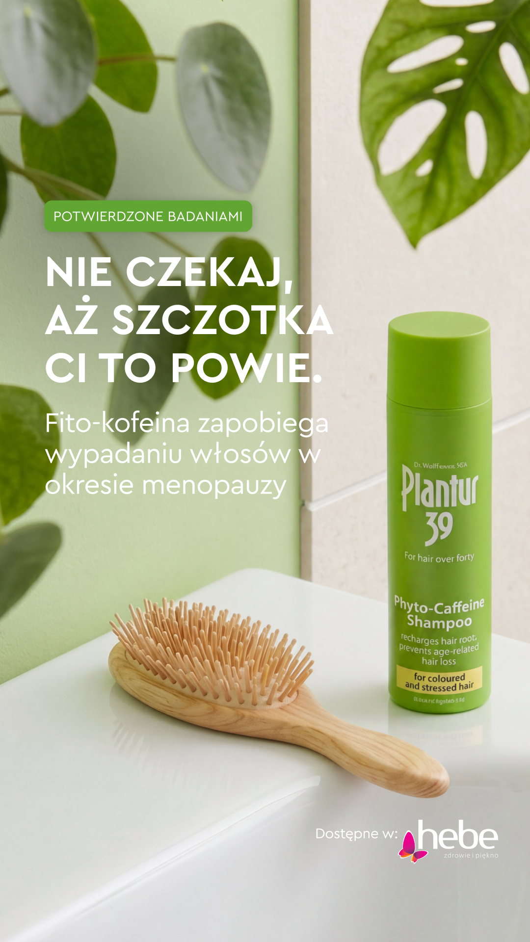 Plantur Facebook ad: Nie pozwól, aby menopauza odbiła się na Twoich włosach.