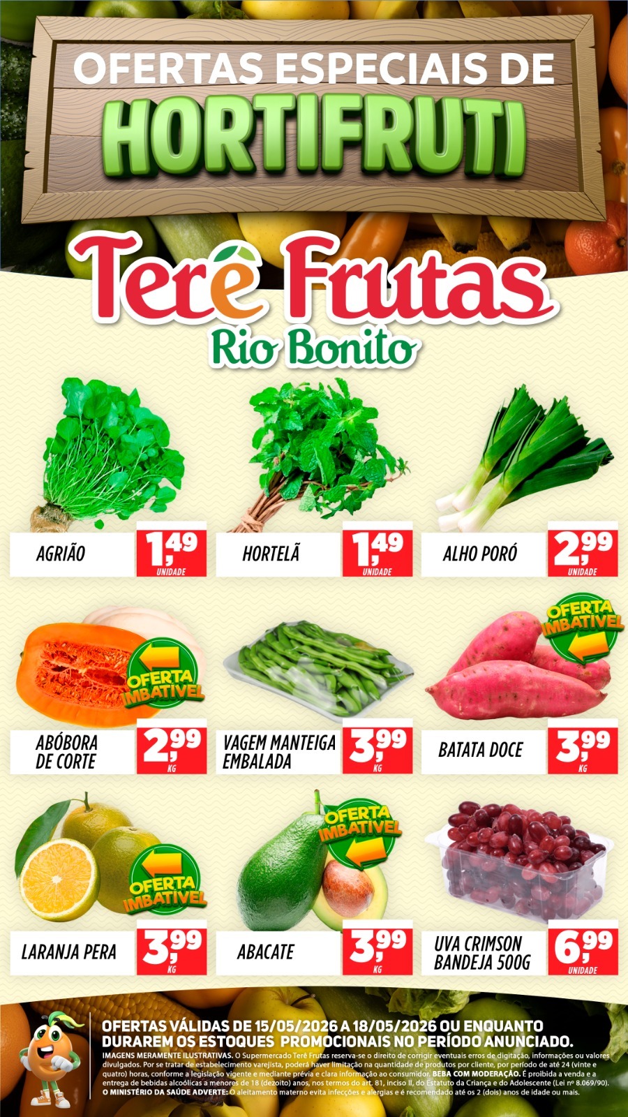 Terê Frutas Rio Bonito Facebook ad from May 15, 2026