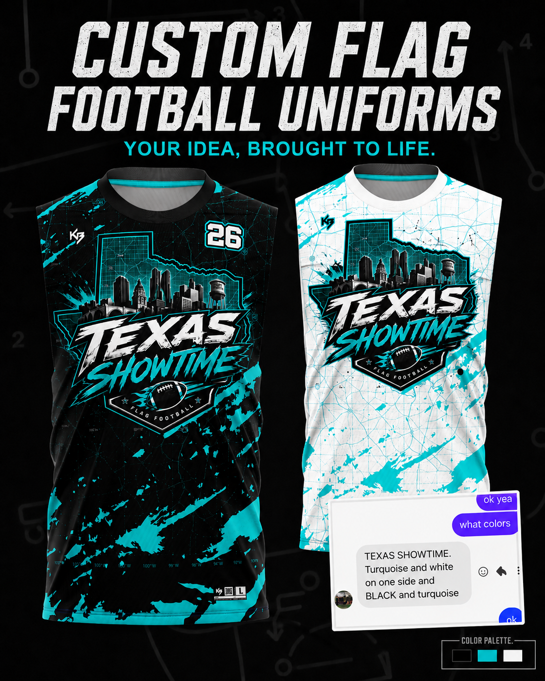 KitBeast Sports Apparel Facebook ad: Custom Flag Football Uniforms & Apparel