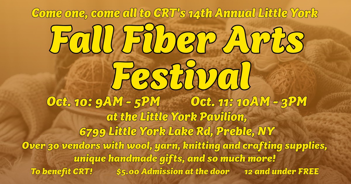 Cortland Repertory Theatre Facebook ad: 14th Annual Little York Fall Fiber Arts Festival