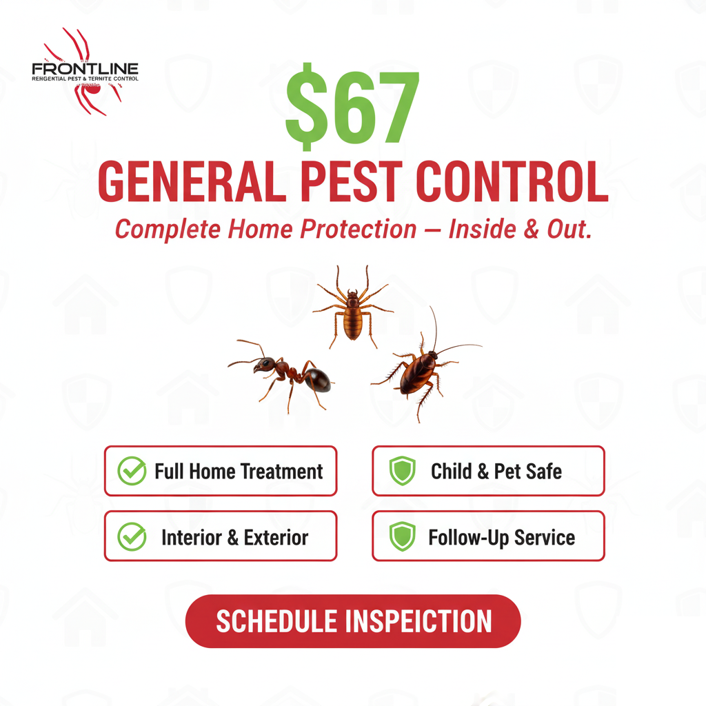 Frontline Pest Control Facebook ad: Claim Your $67 Pest Control Today!