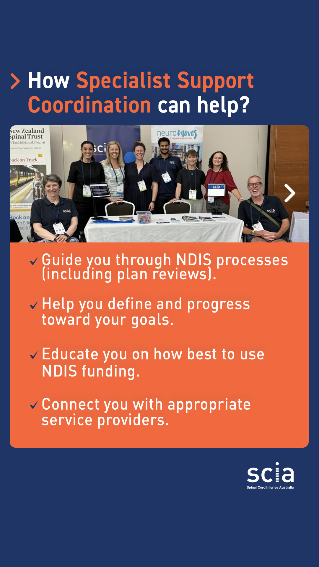 Spinal Cord Injuries Australia Facebook ad: Specialist NDIS Support, When It Matters Most