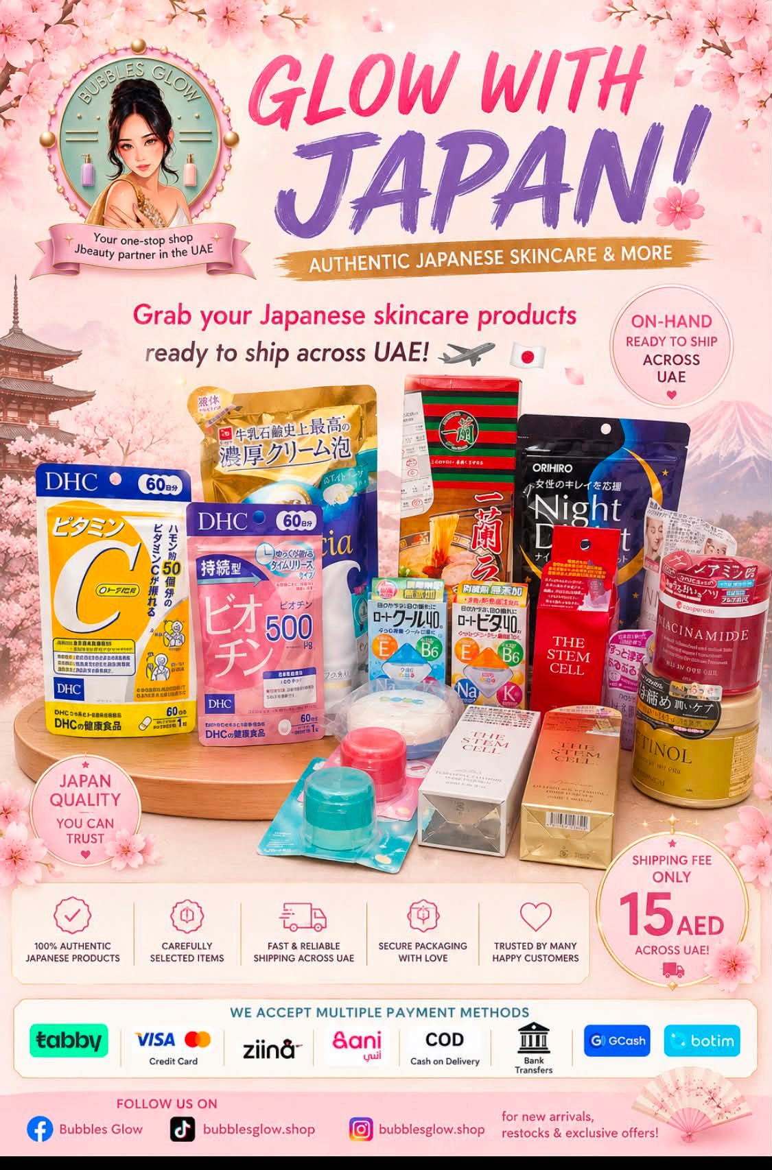 Bubbles Glow Facebook ad: JAPAN SKINCARE PRODUCTS FOR YOU