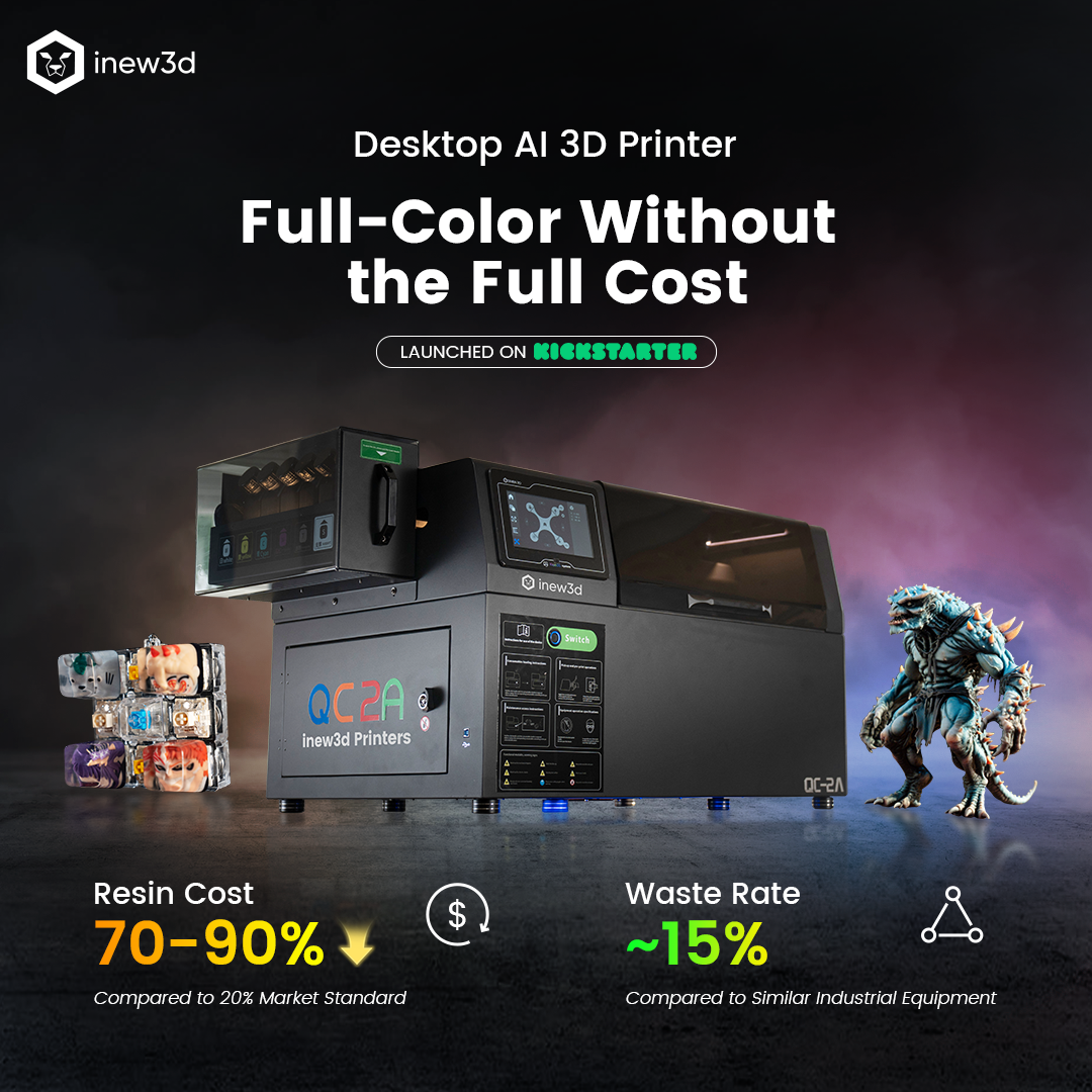 Inew3d Facebook ad: Now live on Kickstarter Get launch pricing with 28% off.
