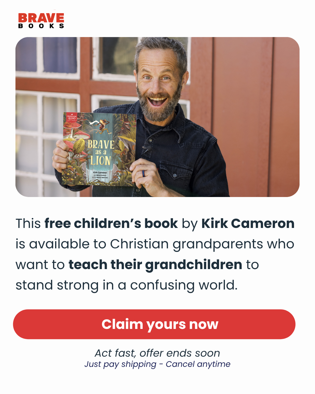 BRAVE Books Facebook ad: Get Your First Book Free