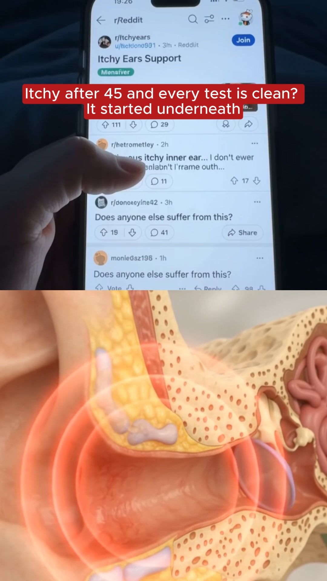 Bloom & Bond Facebook ad: Itchy Ears, Shins, Scalp? It's Not Aging.